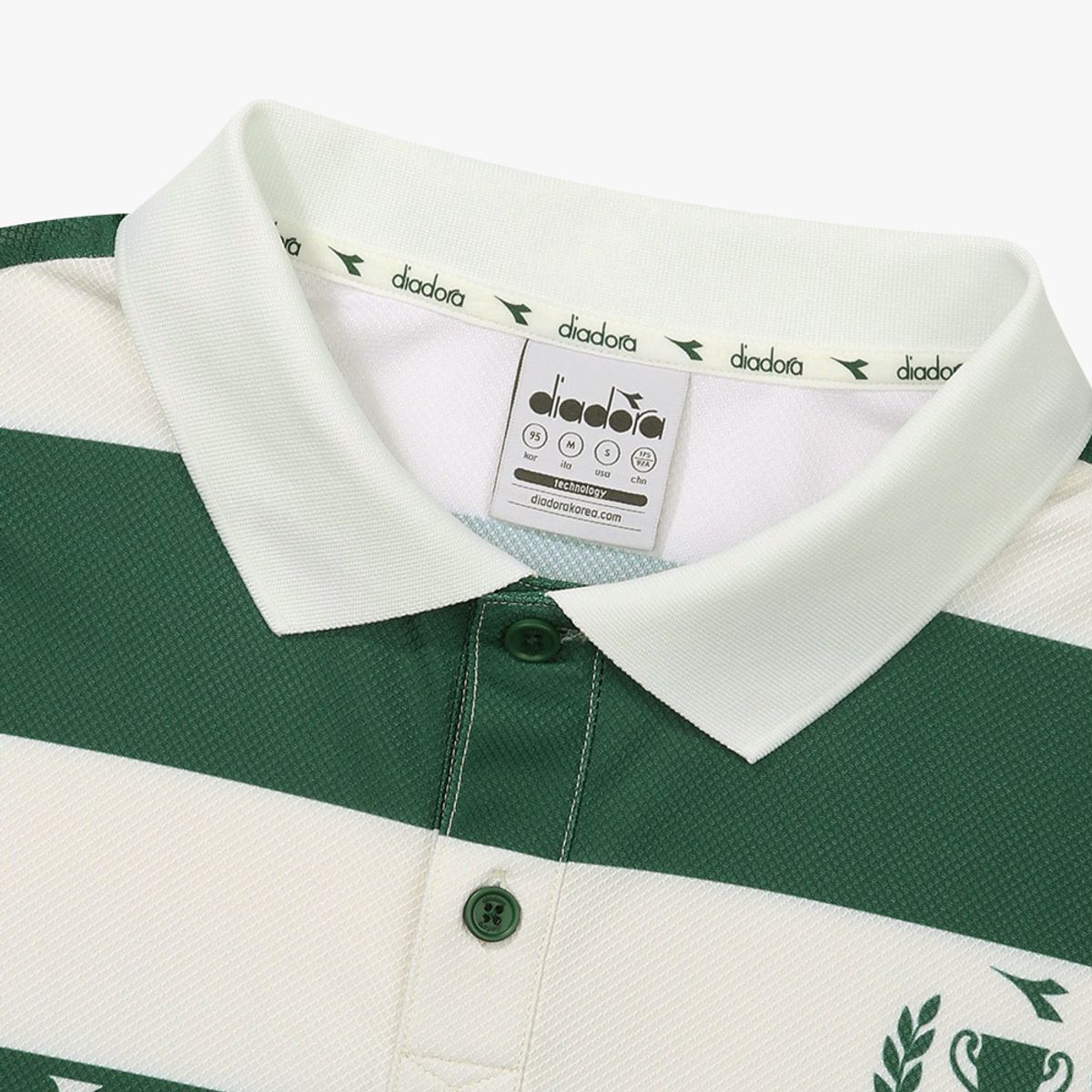 디아도라(diadora) 스트라이프 카라 반팔 티셔츠 GREEN