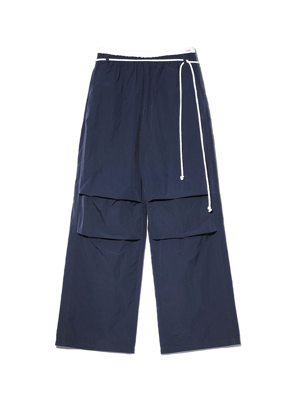 [YOUHEE] COTTON LAYERED BANDING WIDE PANTS ワイドパンツ YOUHEE) COTTON LAYERED BANDING WIDE PANTS NAVY