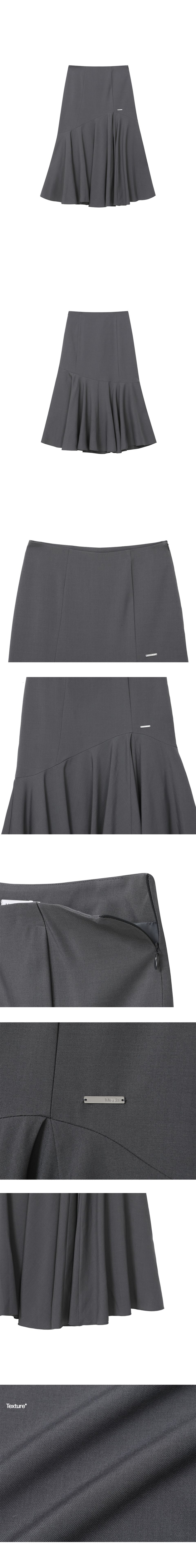 MUSINSA公式 | MISEKI SEOUL Flare long skirt CHARCOAL