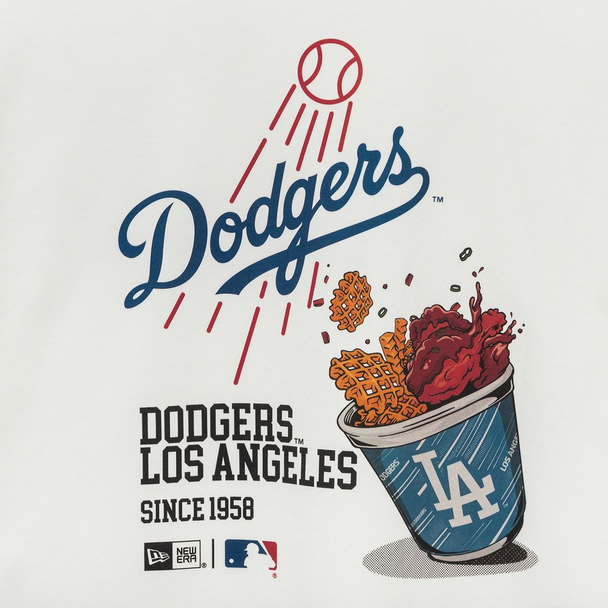뉴에라(NEW ERA) MLB LA 다저스 치어링 푸드 티셔츠 오프 화이트 14536500