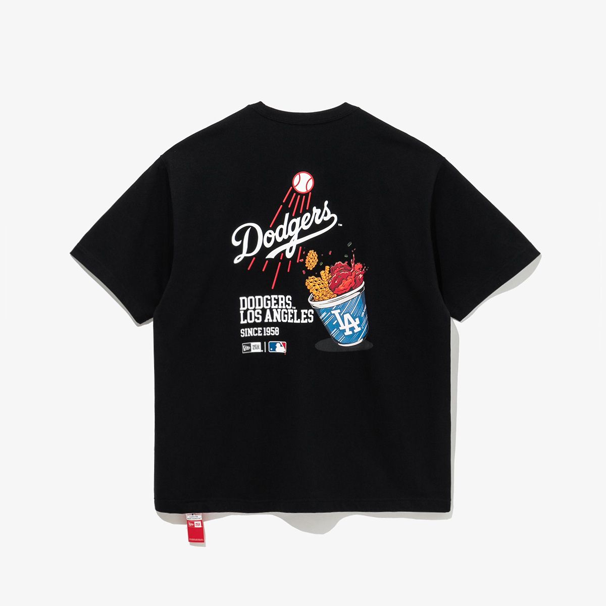 뉴에라(NEW ERA) MLB LA 다저스 치어링 푸드 티셔츠 블랙 14536501