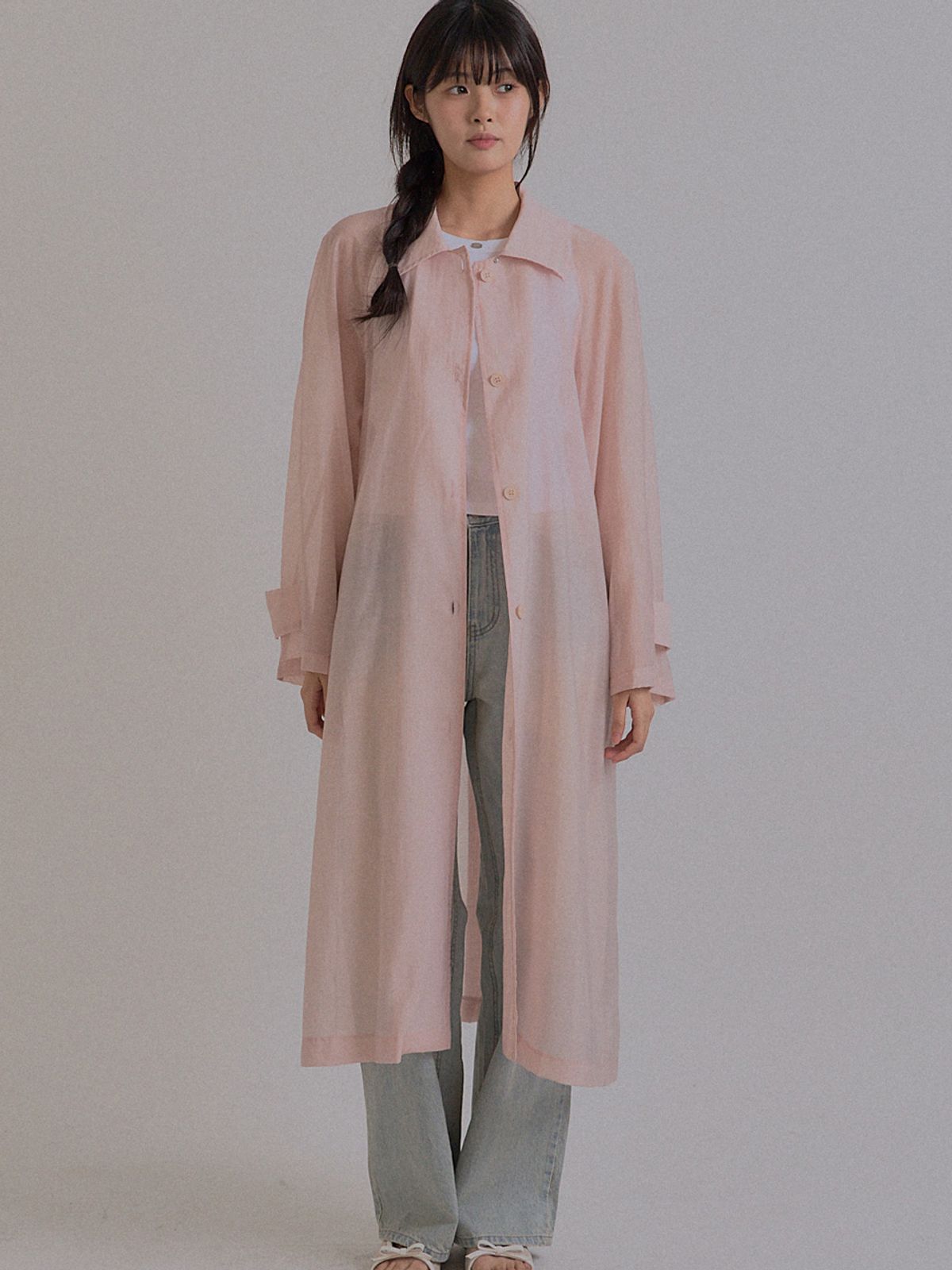 쏘리, 투 머치 러브(SORRY, TOO MUCH LOVE) New Spring See-Through Trench Coat_Pink