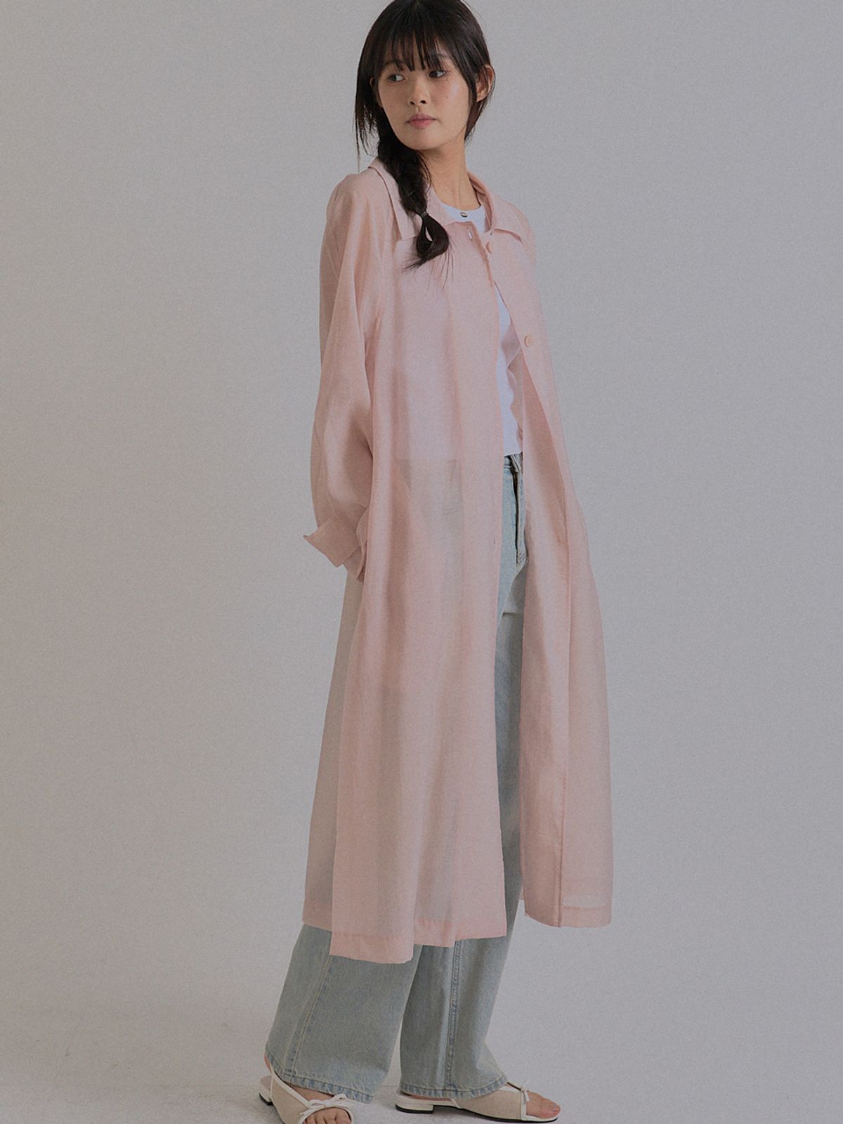쏘리, 투 머치 러브(SORRY, TOO MUCH LOVE) New Spring See-Through Trench Coat_Pink