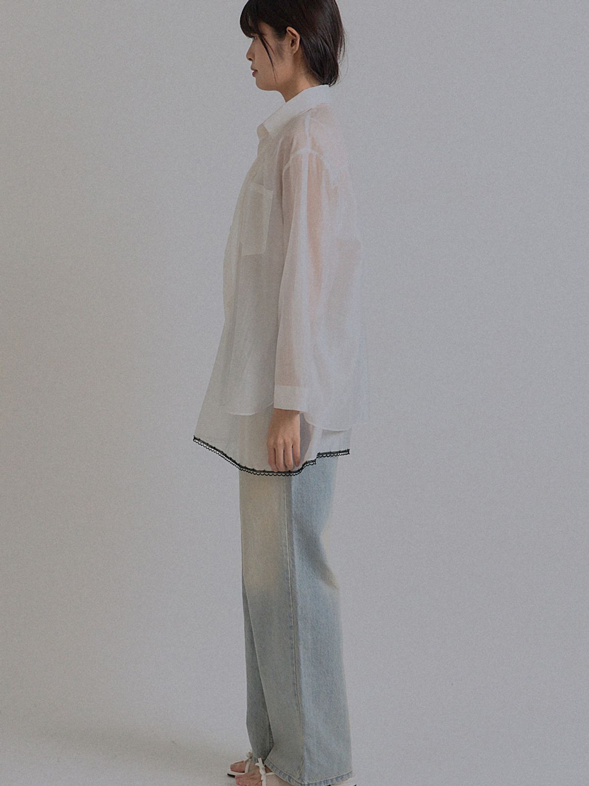 쏘리, 투 머치 러브(SORRY, TOO MUCH LOVE) Ethereal Sheer Oversized Shirt_White