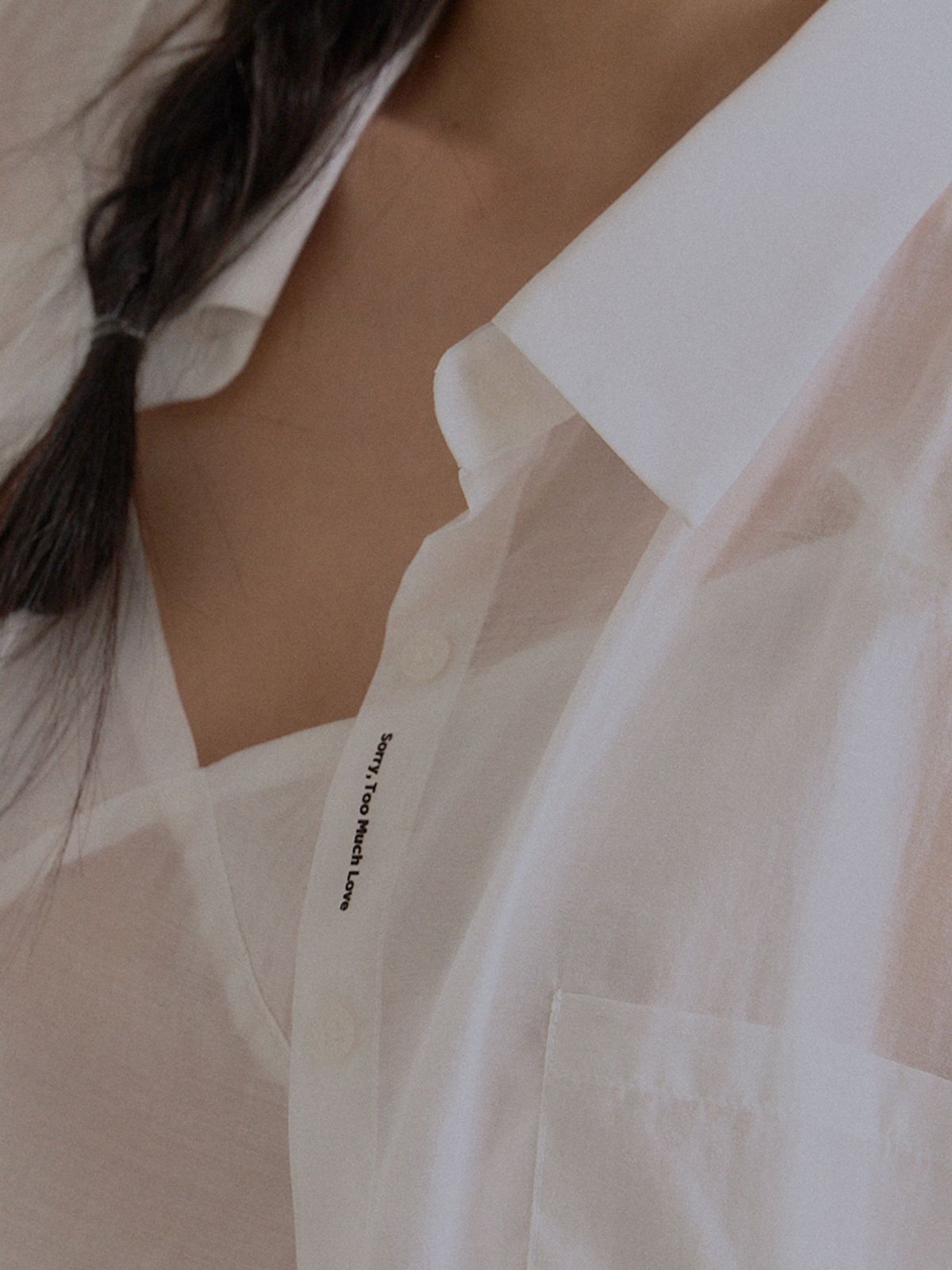 쏘리, 투 머치 러브(SORRY, TOO MUCH LOVE) Ethereal Sheer Oversized Shirt_White