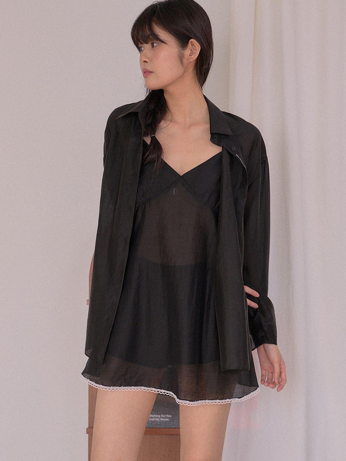 쏘리, 투 머치 러브(SORRY, TOO MUCH LOVE) Ethereal Lace Bustier Sheer Dress_Black