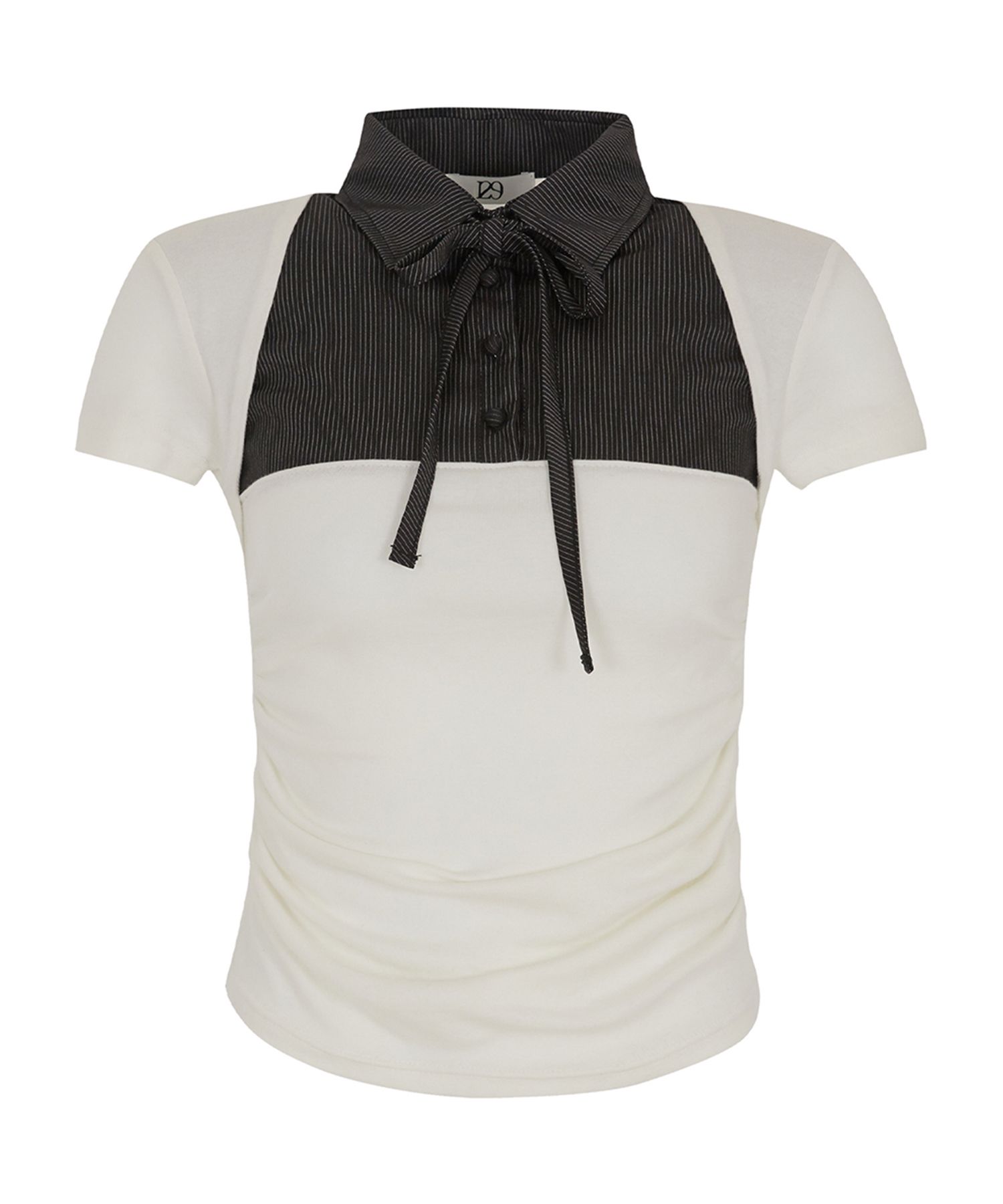 ★ILLIGO★ PREPPY COLOR BLOCK RIBBON SHIRT MUSINSA | ILLIGO Preppy color block ribbon shirt white