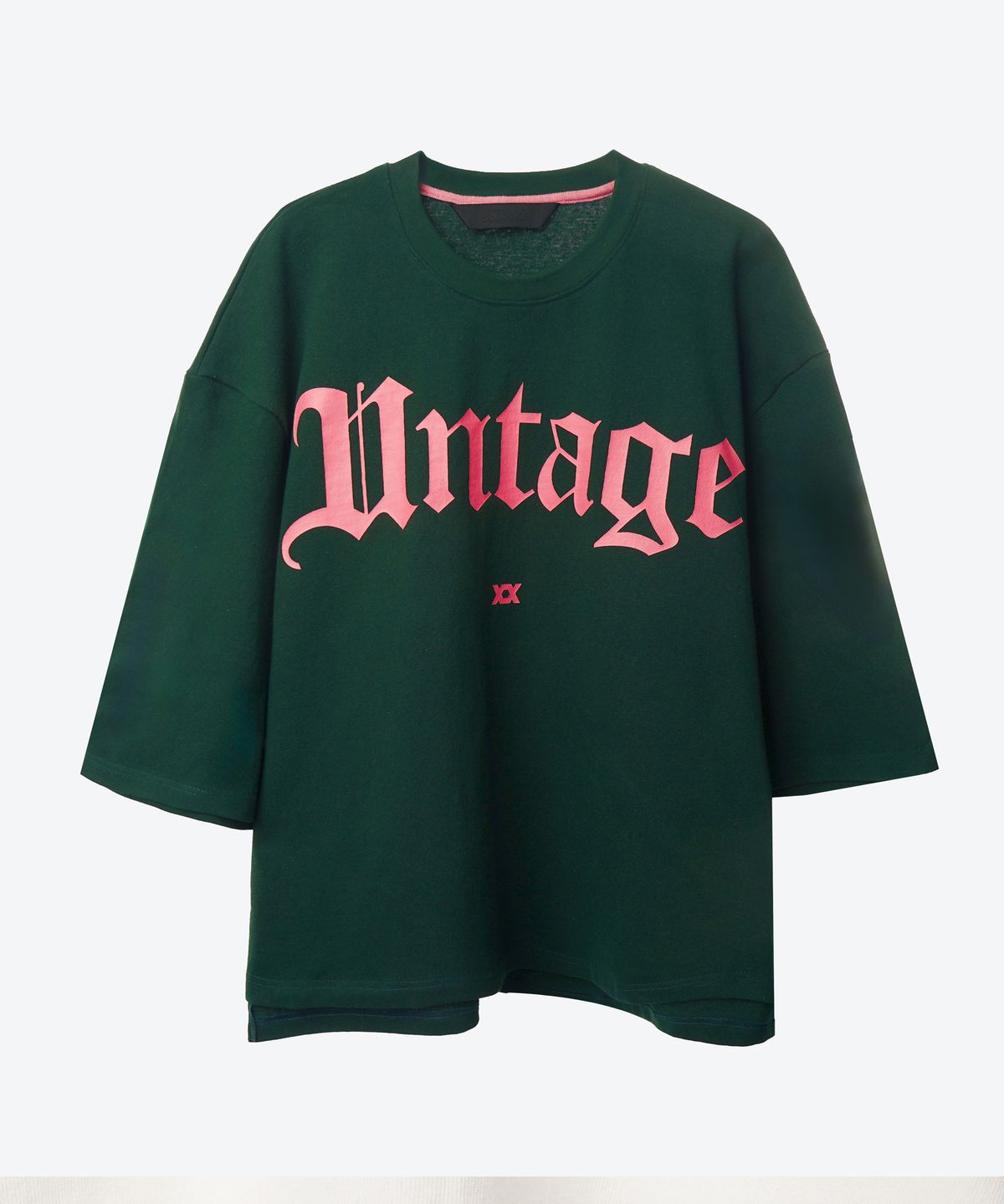 언티지(UNTAGE) 로고 프린트 케이프 반팔 티셔츠[Green(UNISEX)]_UTT-ST36