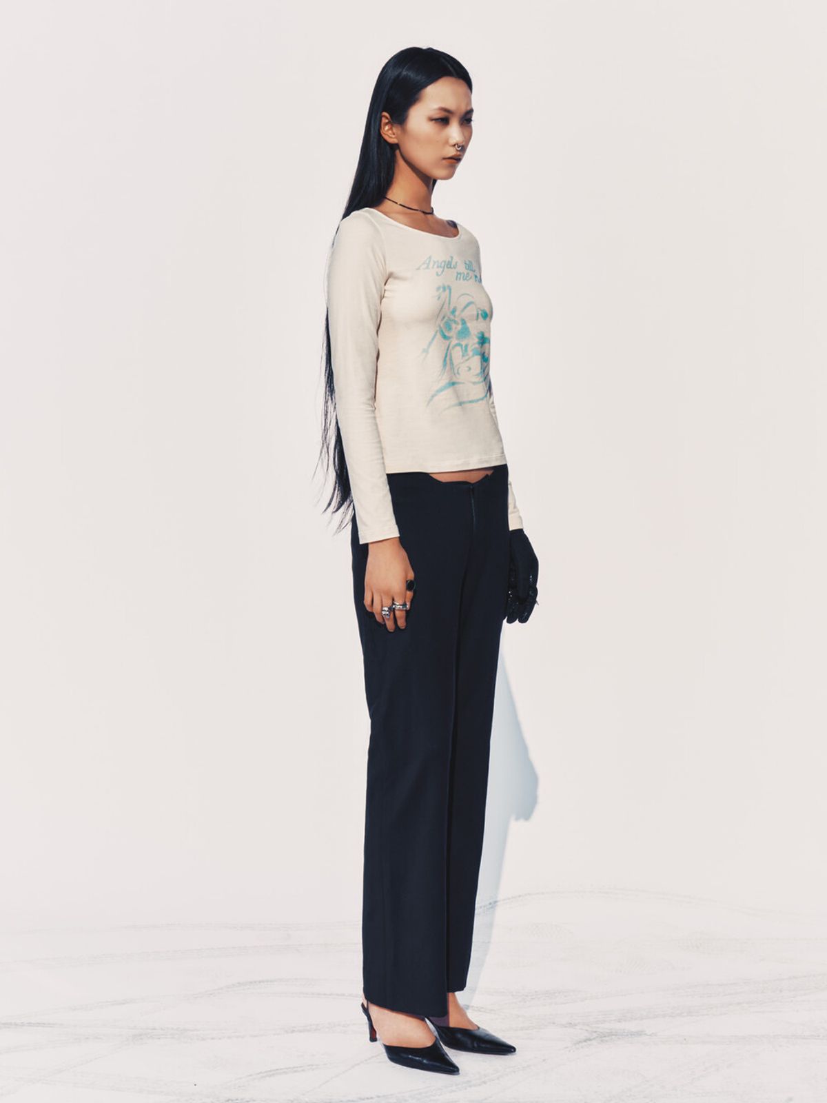 퓨레(PUREE) Angel Long sleeve tee Ivory