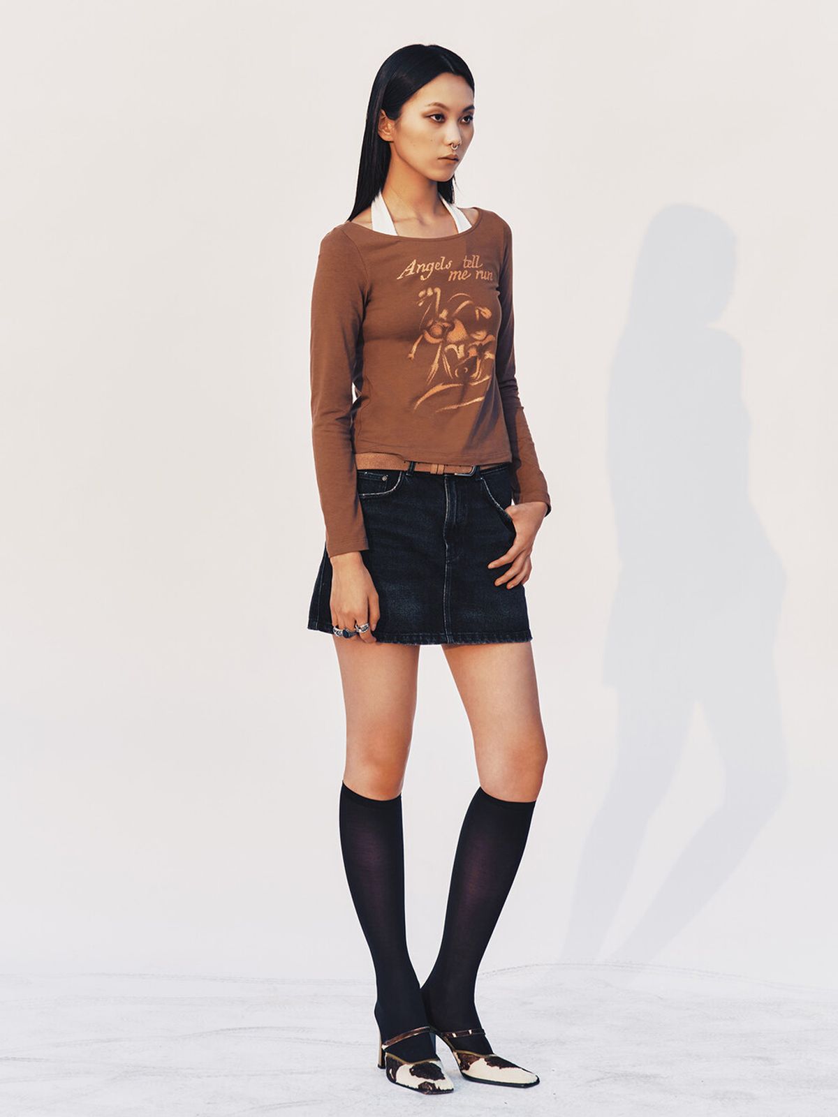 퓨레(PUREE) Angel Long sleeve tee Brown