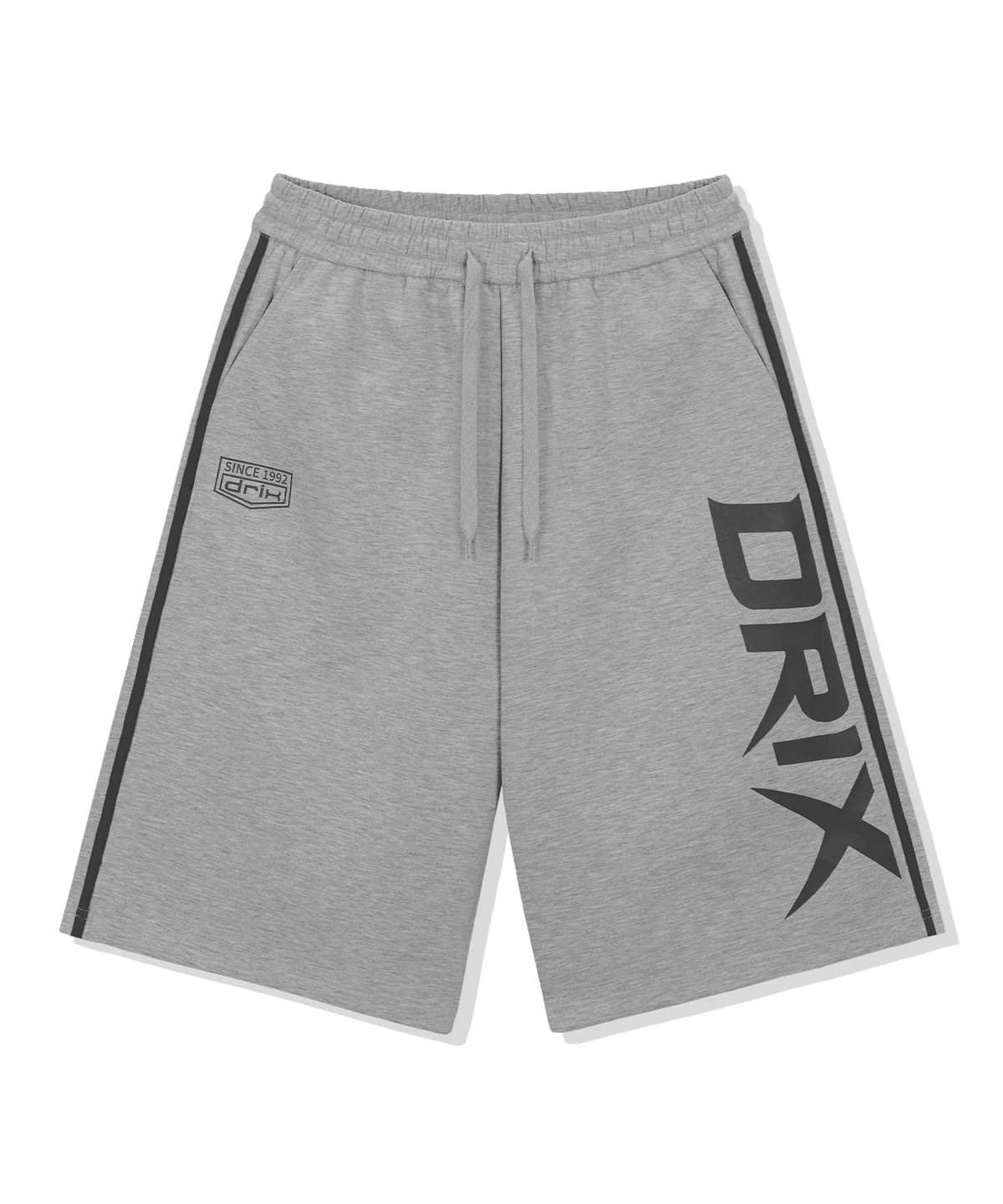 드릭스(DRIX) 트랙 라인 그래픽 버뮤다 스웨트 팬츠_멜란지 그레이