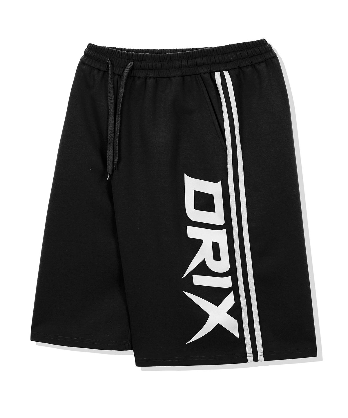 드릭스(DRIX) 트랙 라인 그래픽 버뮤다 스웨트 팬츠_블랙