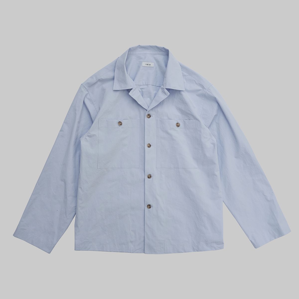 뗄라(TELA) Sky Blue Cotton Two Pocket Over Shirt
