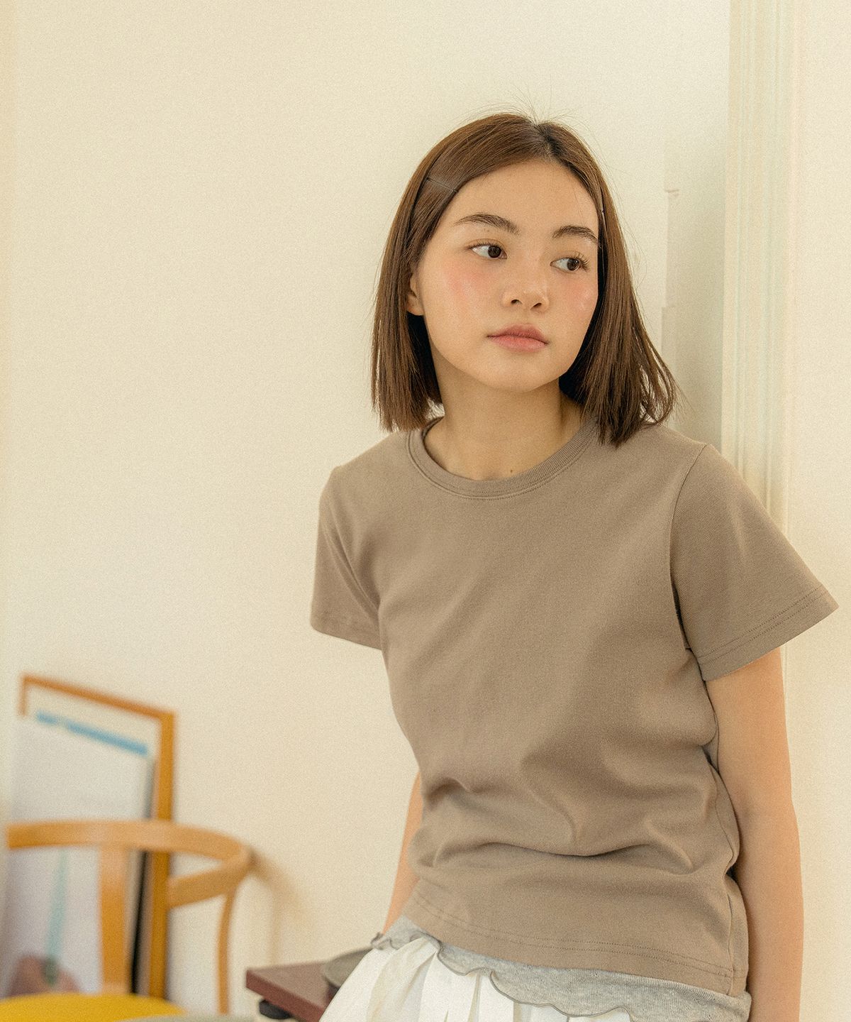 코튼벨(COTTON BELL) 데일리 핏 티셔츠 - Mocha Beige