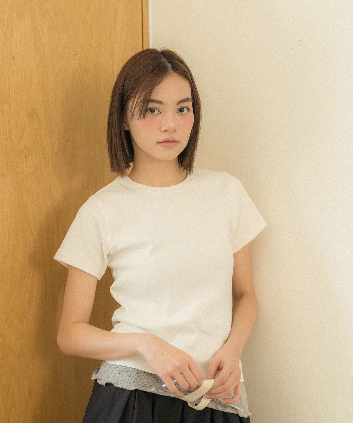 코튼벨(COTTON BELL) 데일리 핏 티셔츠 - Milk White
