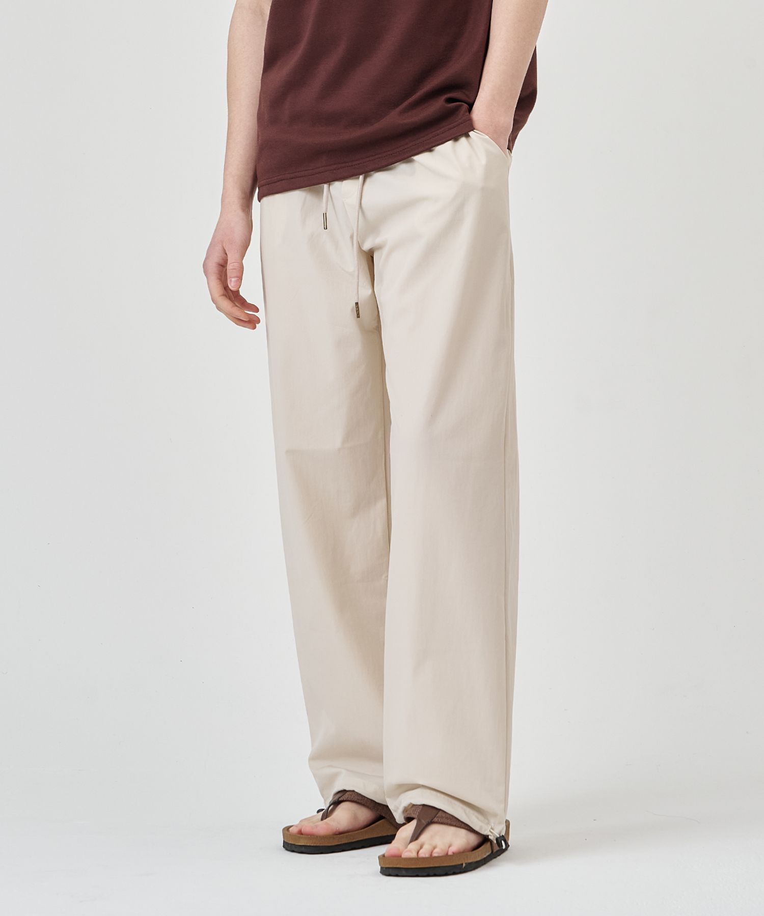MUSINSA | ABON Cool Wide Span String Pants Light Khaki