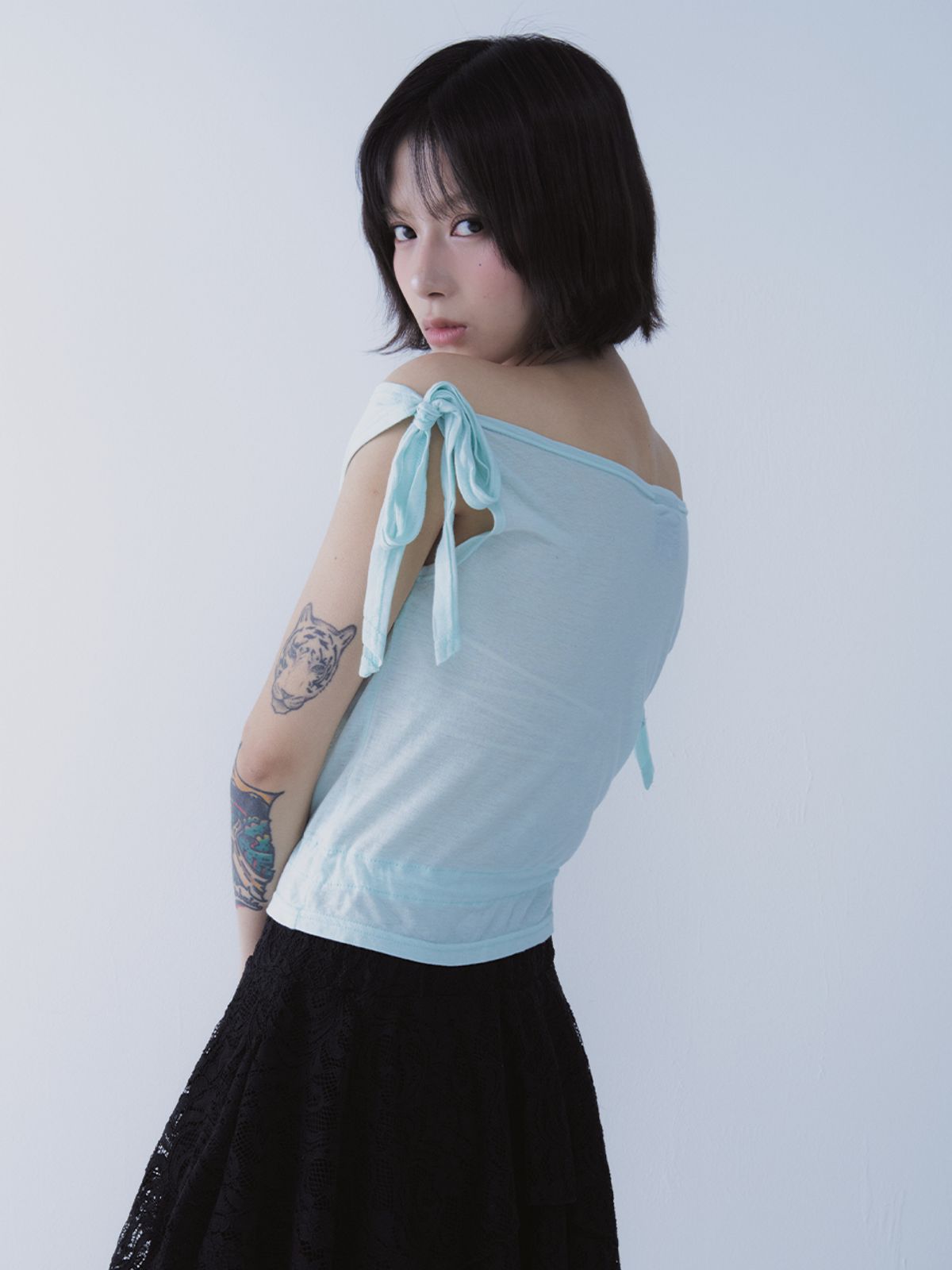 쎄쎄쎄(SETSETSET) RABBIT SHIRRING T-SHIRT MINT