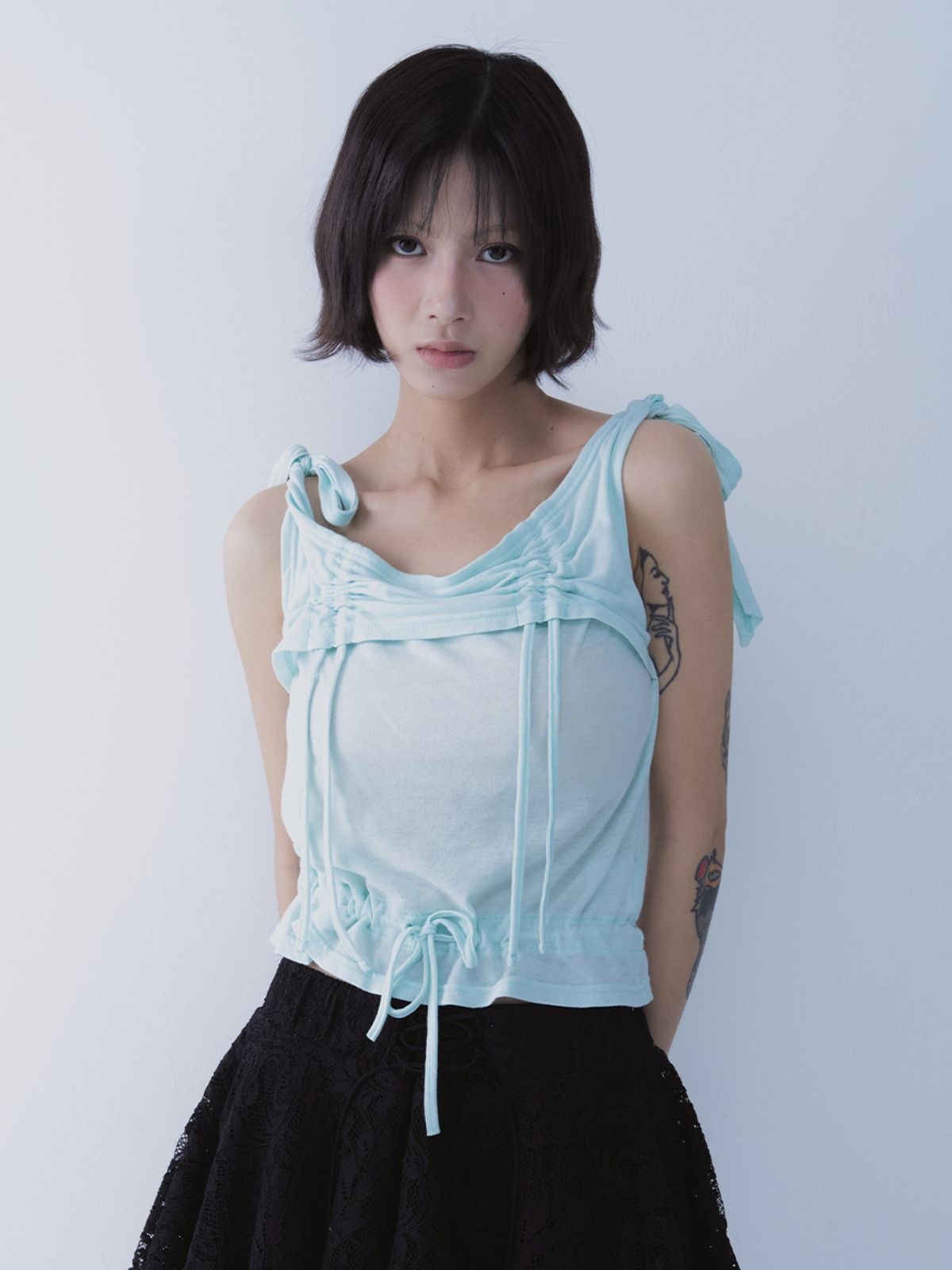 쎄쎄쎄(SETSETSET) RABBIT SHIRRING T-SHIRT MINT