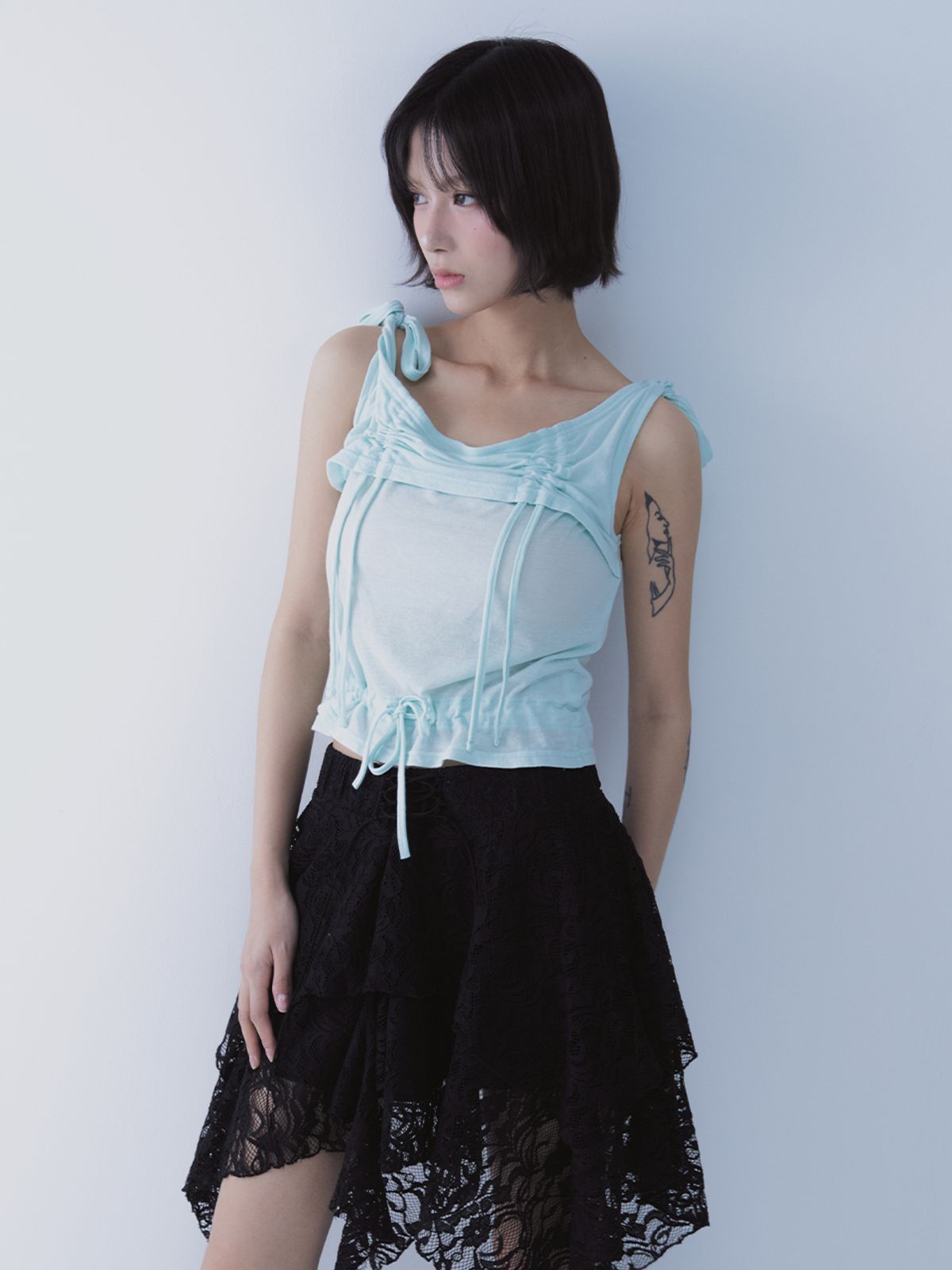쎄쎄쎄(SETSETSET) RABBIT SHIRRING T-SHIRT MINT