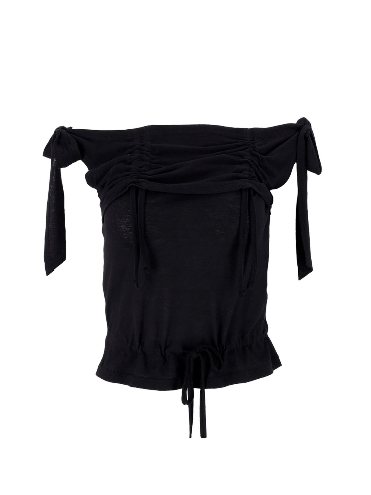 쎄쎄쎄(SETSETSET) RABBIT SHIRRING T-SHIRT BLACK