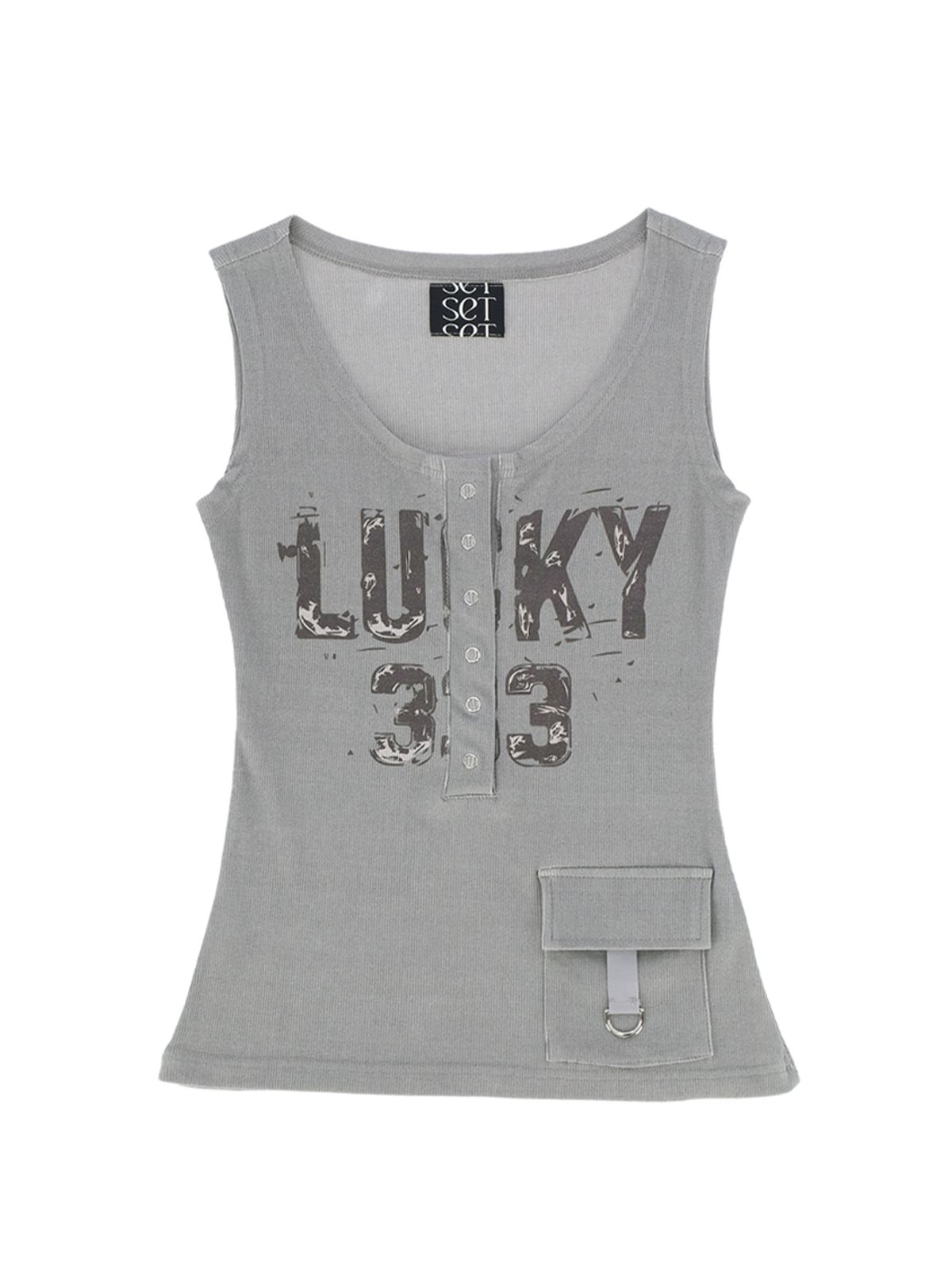 쎄쎄쎄(SETSETSET) LUCKY 333 POCKET SLEEVELESS KHAKI