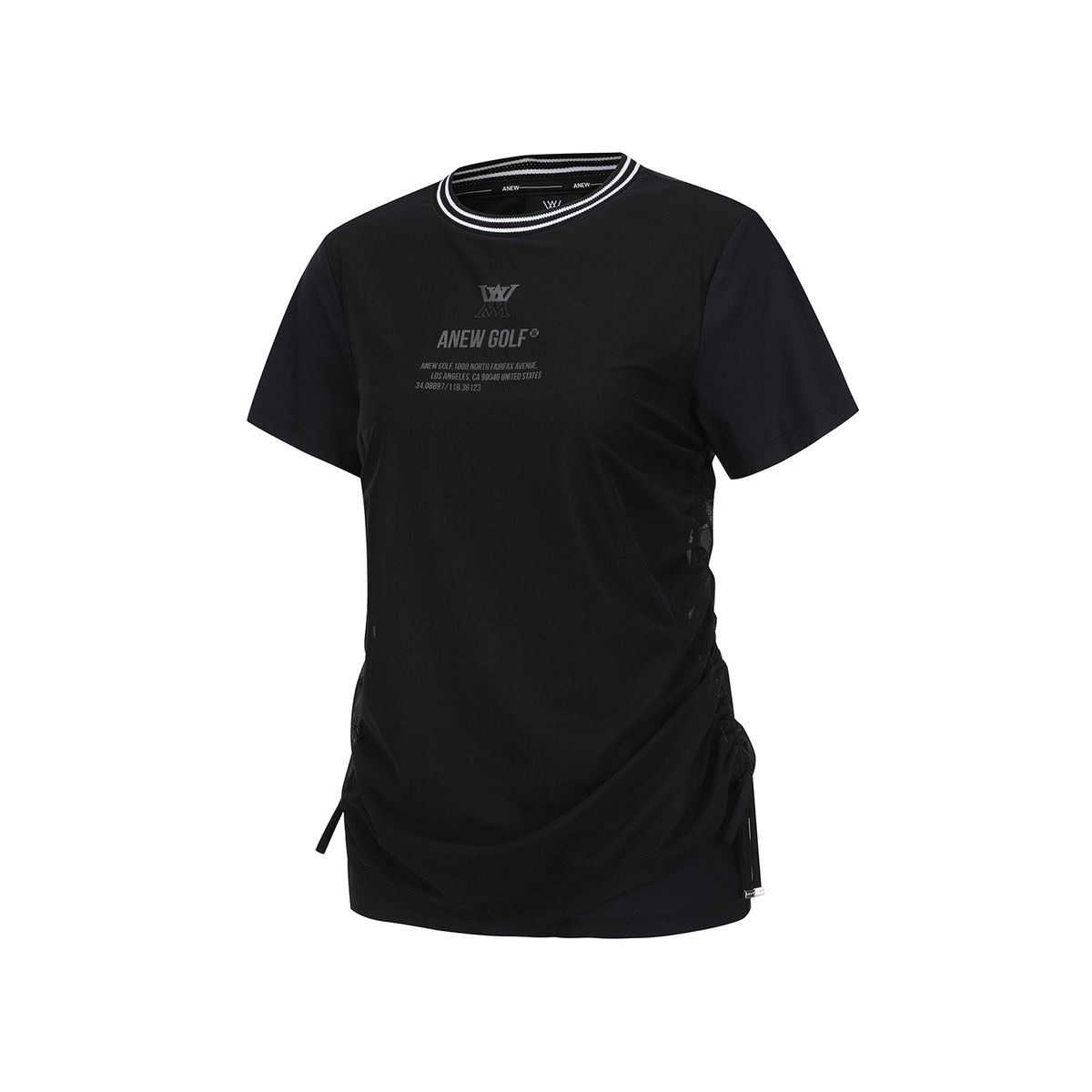 어뉴골프(ANEW GOLF) WOMEN SM LAYERED ROUND SHORT T-SHIRT_BK