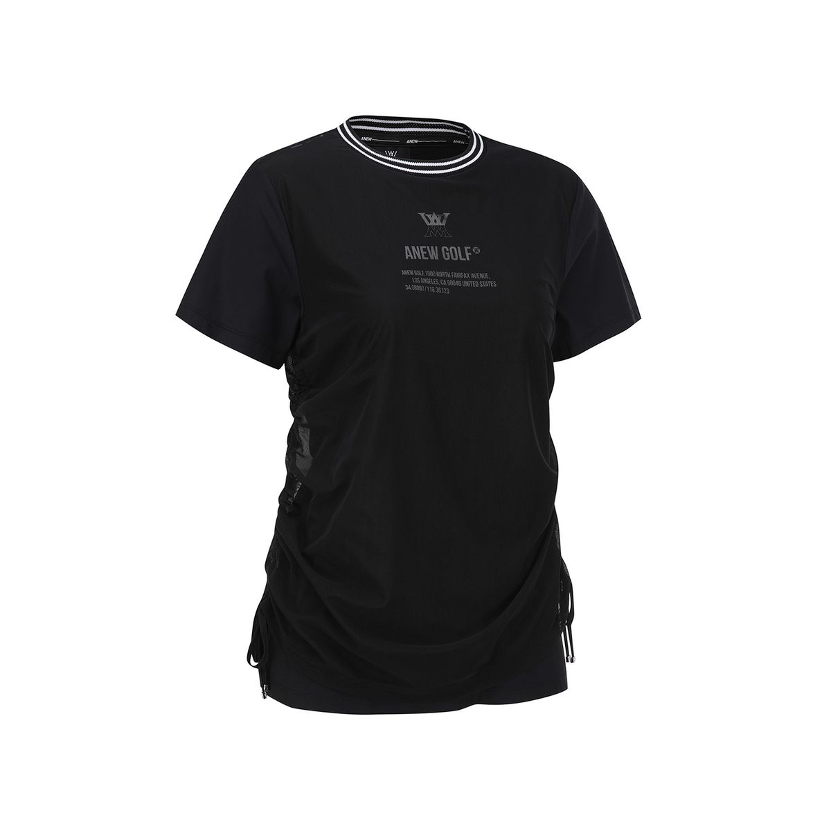 어뉴골프(ANEW GOLF) WOMEN SM LAYERED ROUND SHORT T-SHIRT_BK