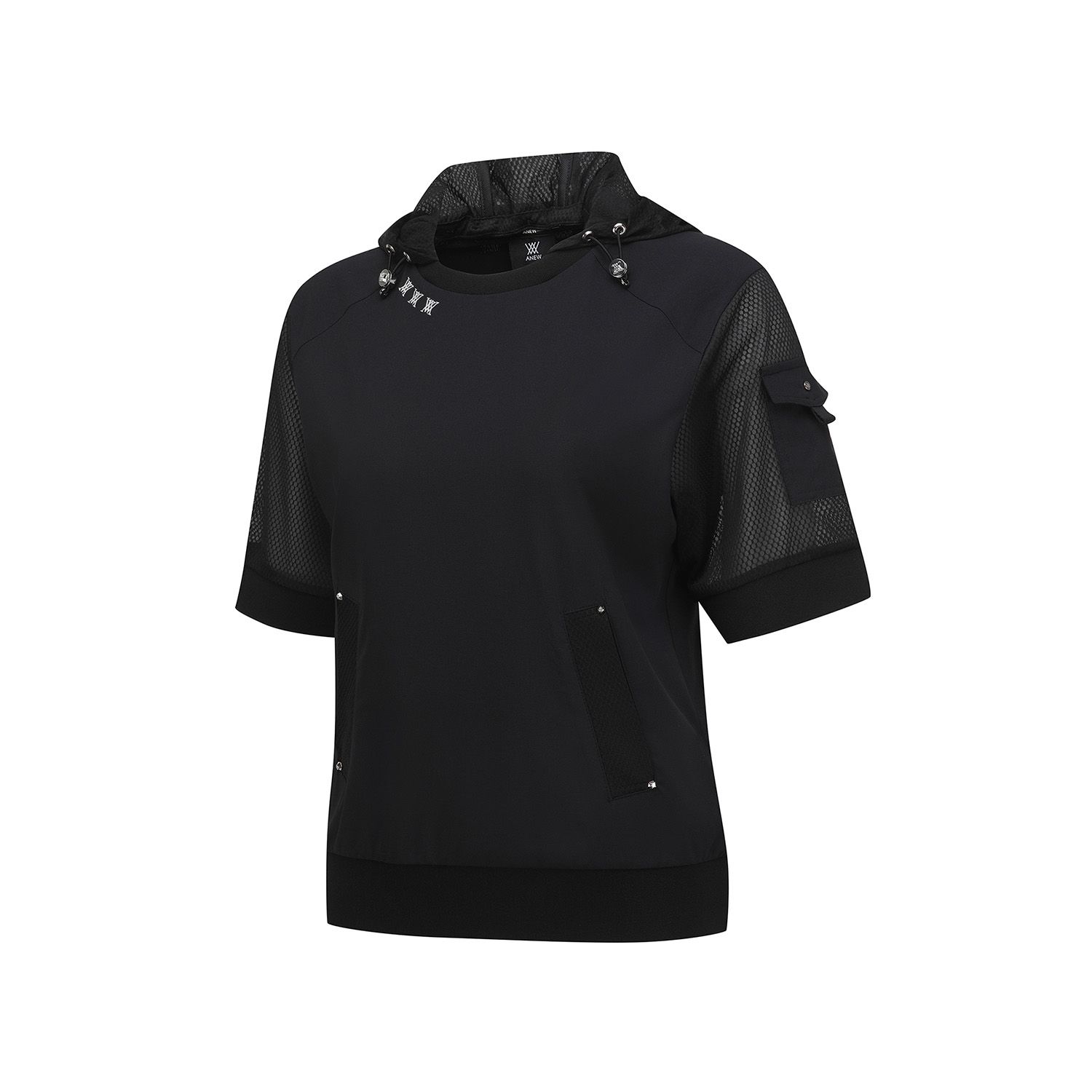 ☆ANEW GOLF☆ HOODY POCKET SHORT T-SHIRT 어뉴골프(ANEW GOLF) WOMEN SM HOODY POCKET SHORT T-SHIRT_BK