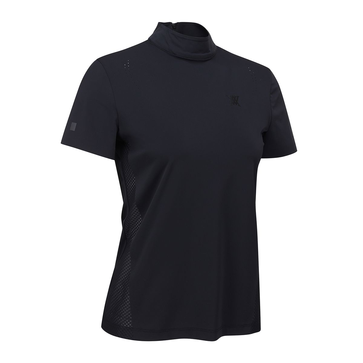 어뉴골프(ANEW GOLF) WOMEN SM BLACK FINISH MOCK NECK SHORT T-SHIRT_BK