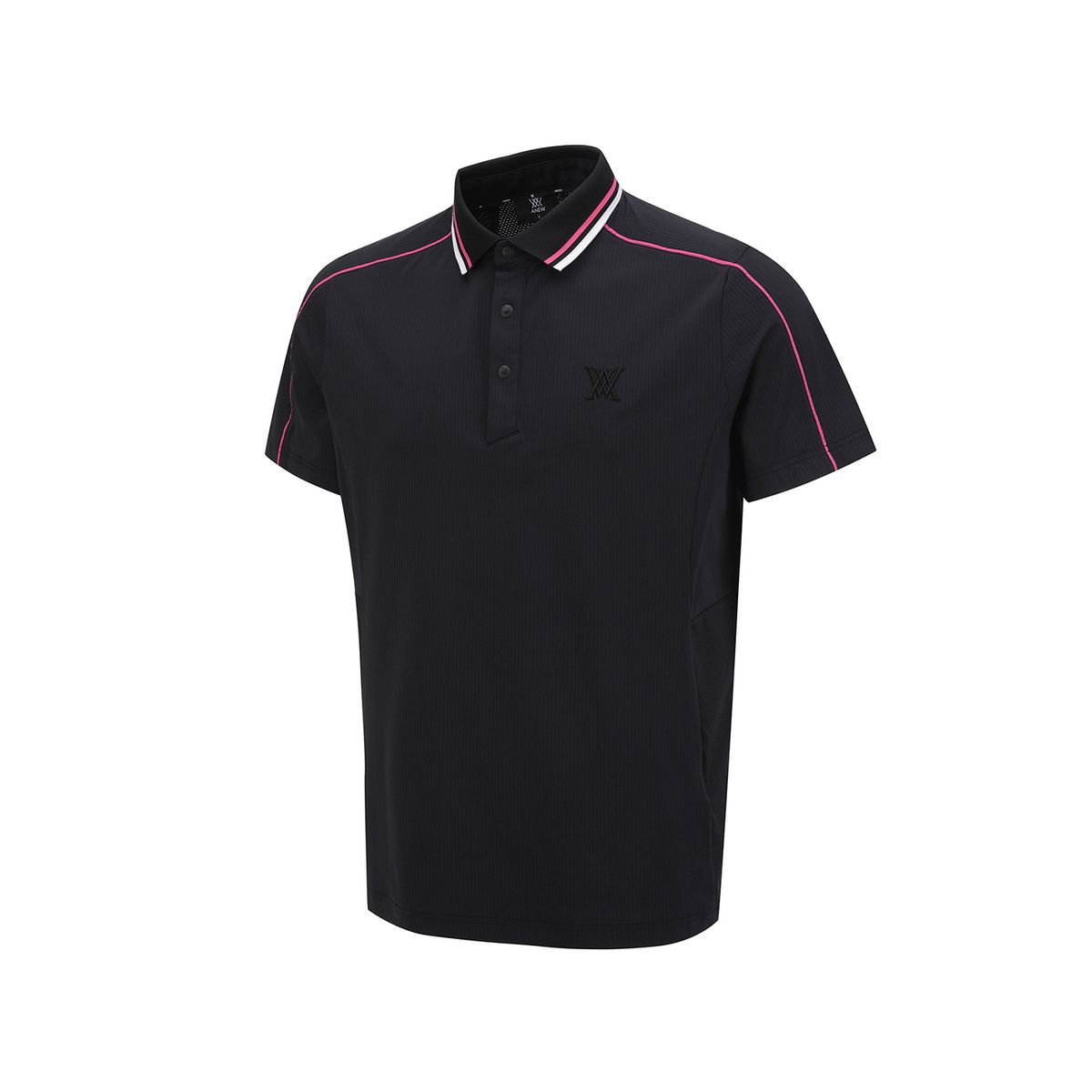 어뉴골프(ANEW GOLF) MEN SM KNIT COLLAR SHORT T-SHIRT_BK