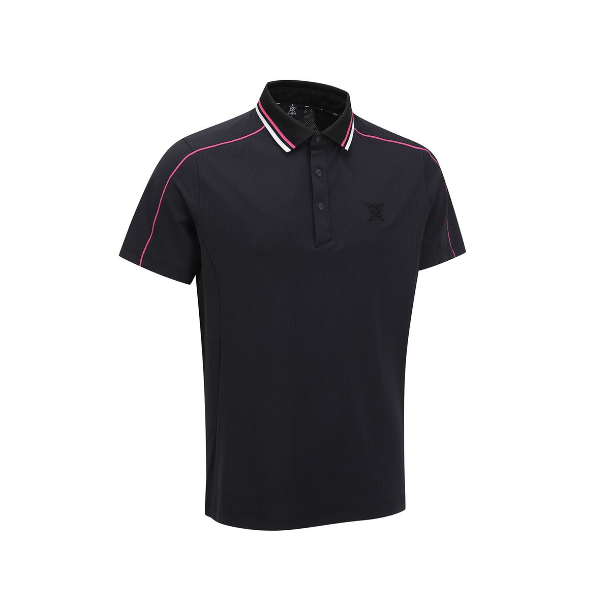 어뉴골프(ANEW GOLF) MEN SM KNIT COLLAR SHORT T-SHIRT_BK