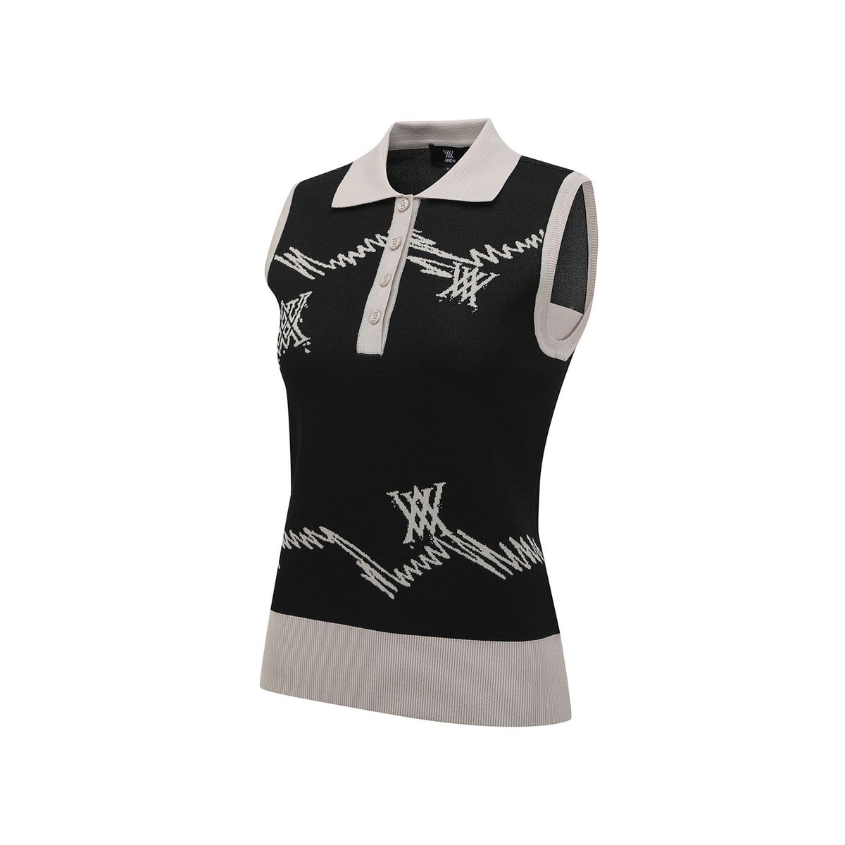 어뉴골프(ANEW GOLF) WOMEN SM LOGO PATTERN KNIT VEST_BK