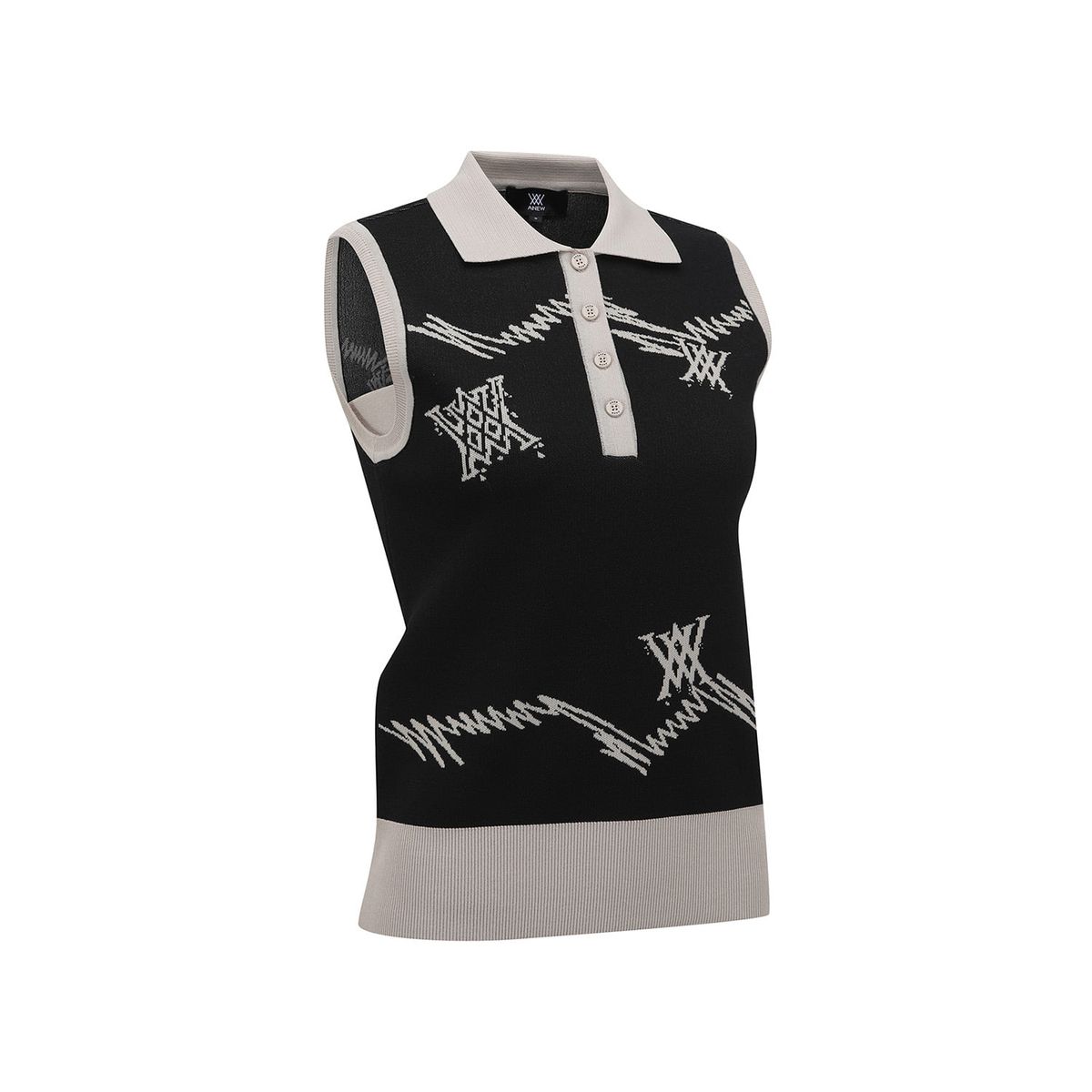 어뉴골프(ANEW GOLF) WOMEN SM LOGO PATTERN KNIT VEST_BK