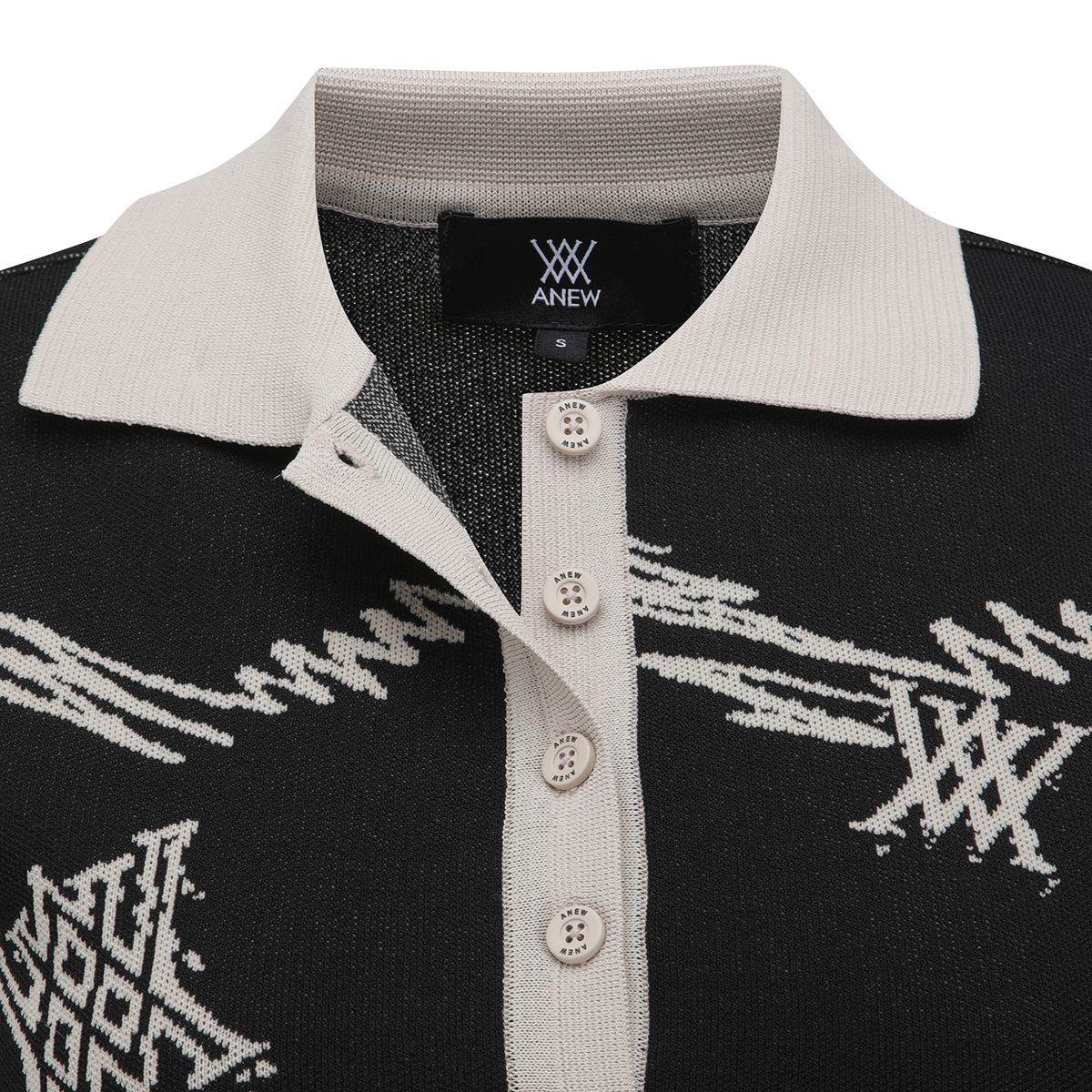 어뉴골프(ANEW GOLF) WOMEN SM LOGO PATTERN KNIT VEST_BK