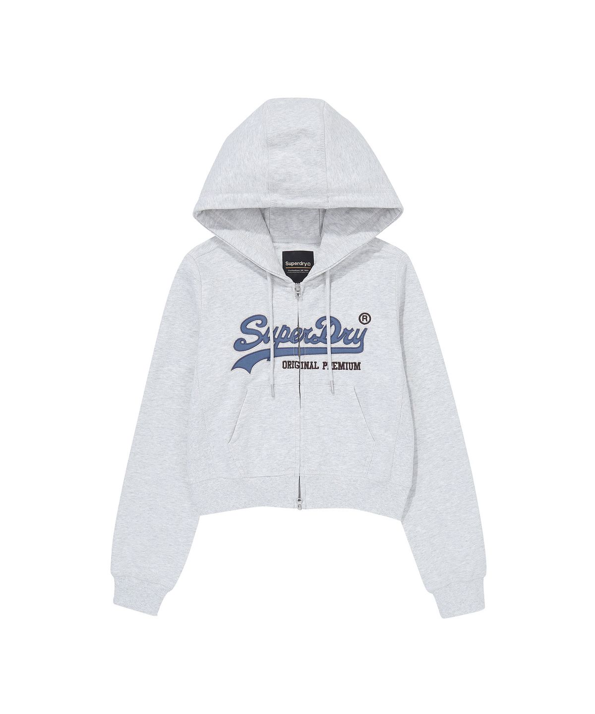 슈퍼드라이(SUPERDRY) W 빈티지 로고 크롭 후드집업 라이트 그레이
