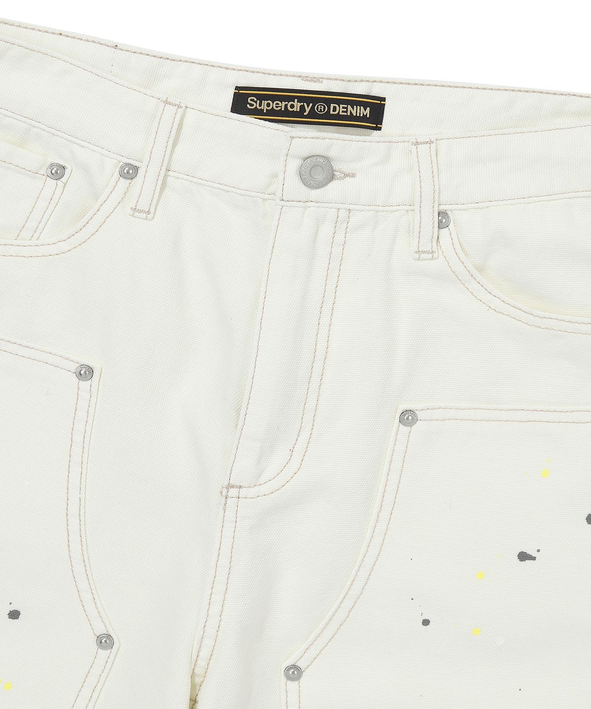 슈퍼드라이(SUPERDRY) 데님 카펜터 페인팅 버뮤다 쇼츠 아이보리