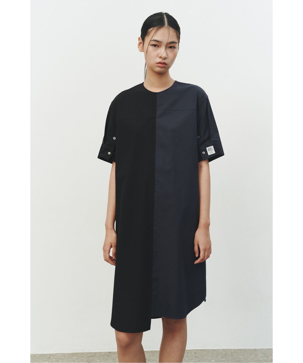 래코드(RECODE) Mock Neck Split Dress_RQDAM25572BKX