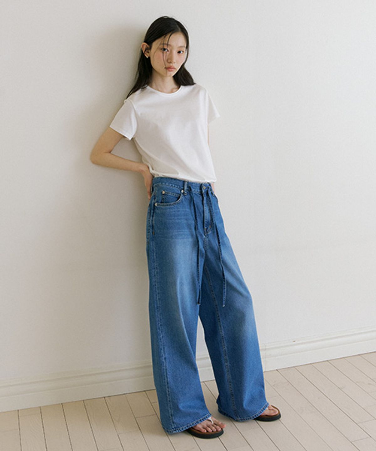 링서울(LINGSEOUL) wide string denim pants