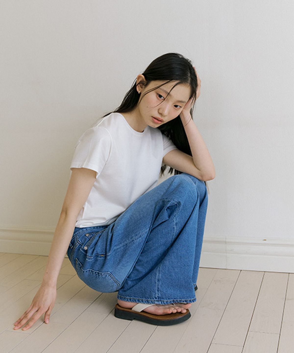 링서울(LINGSEOUL) wide string denim pants