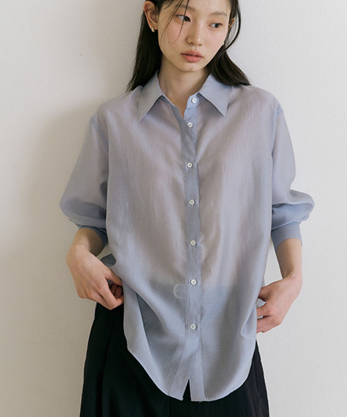 링서울(LINGSEOUL) tencel basic shirt-s.blue