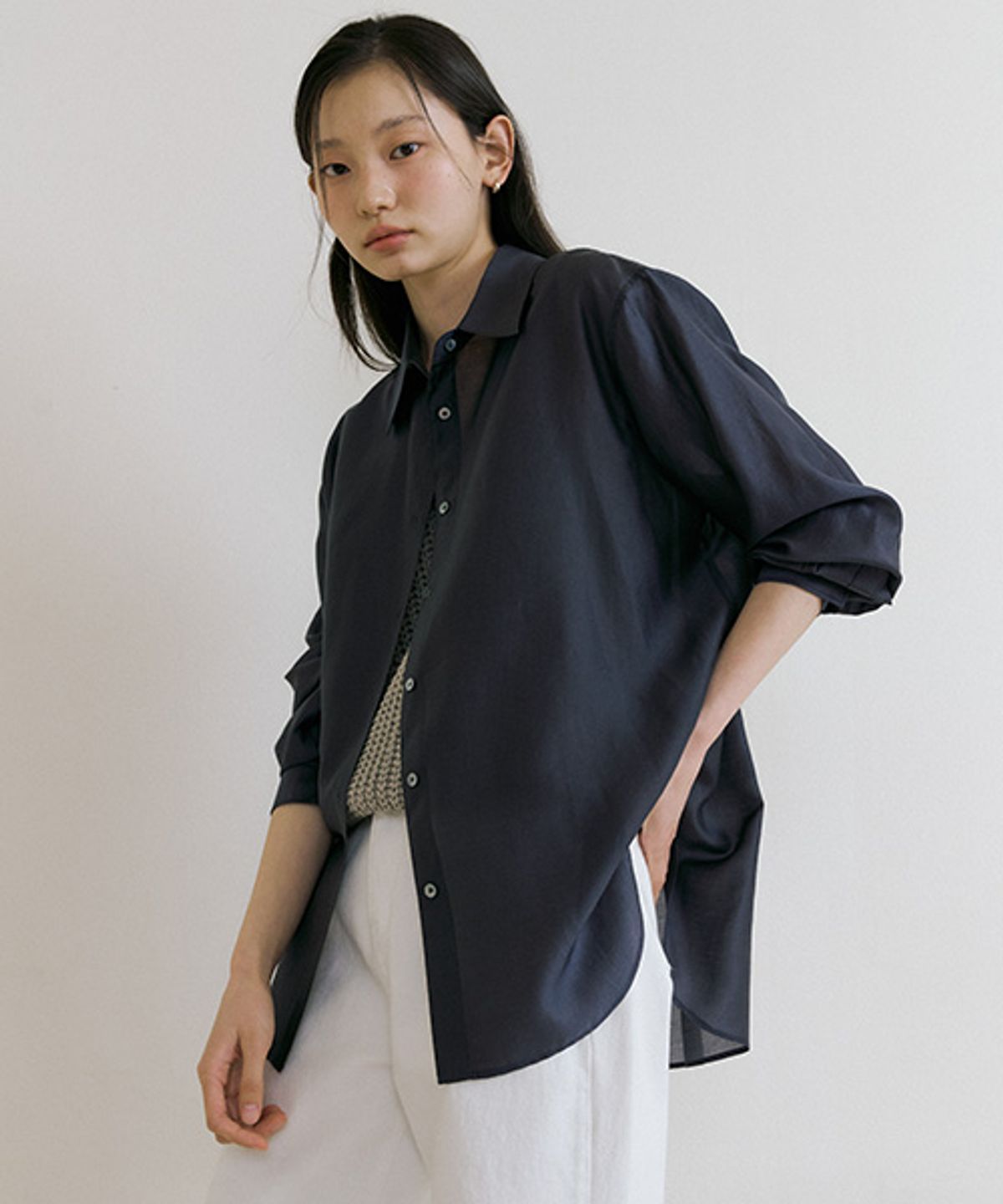 링서울(LINGSEOUL) tencel basic shirt-charcoal