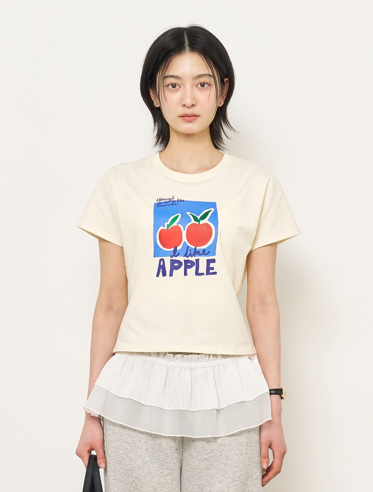 제너럴아이디어(GENERALIDEA) 후르츠 슬림핏 반팔티 [CREAM APPLE] / WBE2L01541