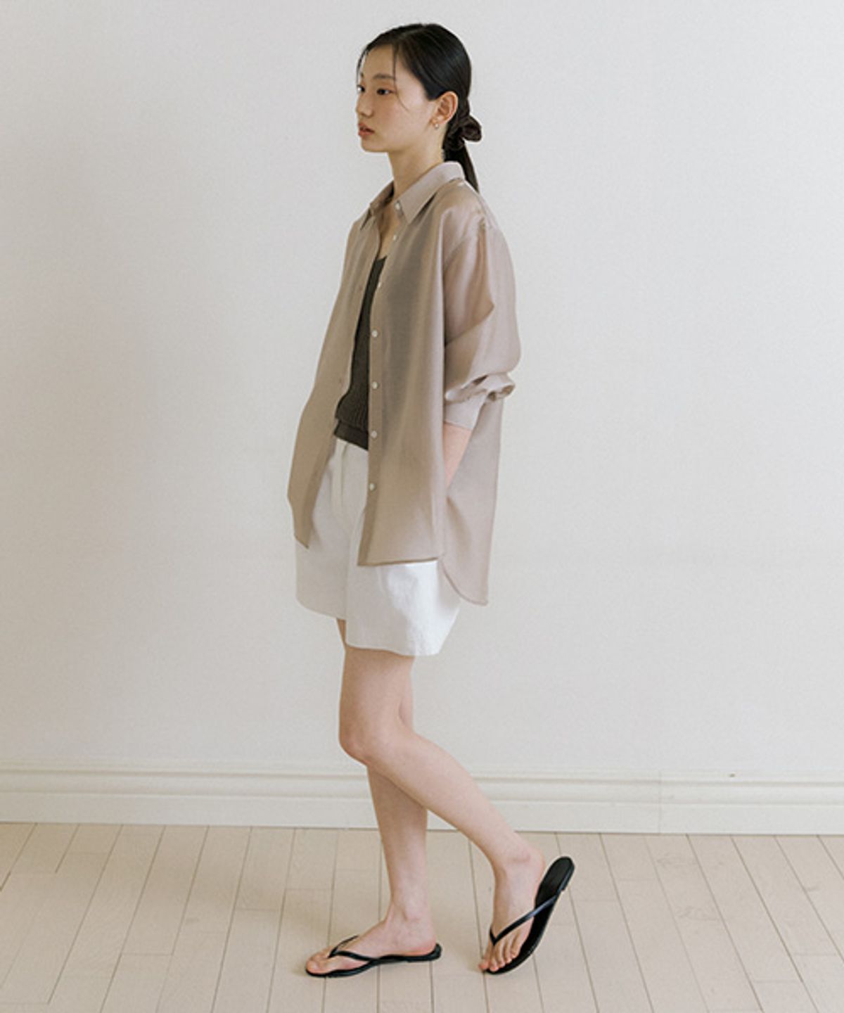 링서울(LINGSEOUL) tencel basic shirt-beige