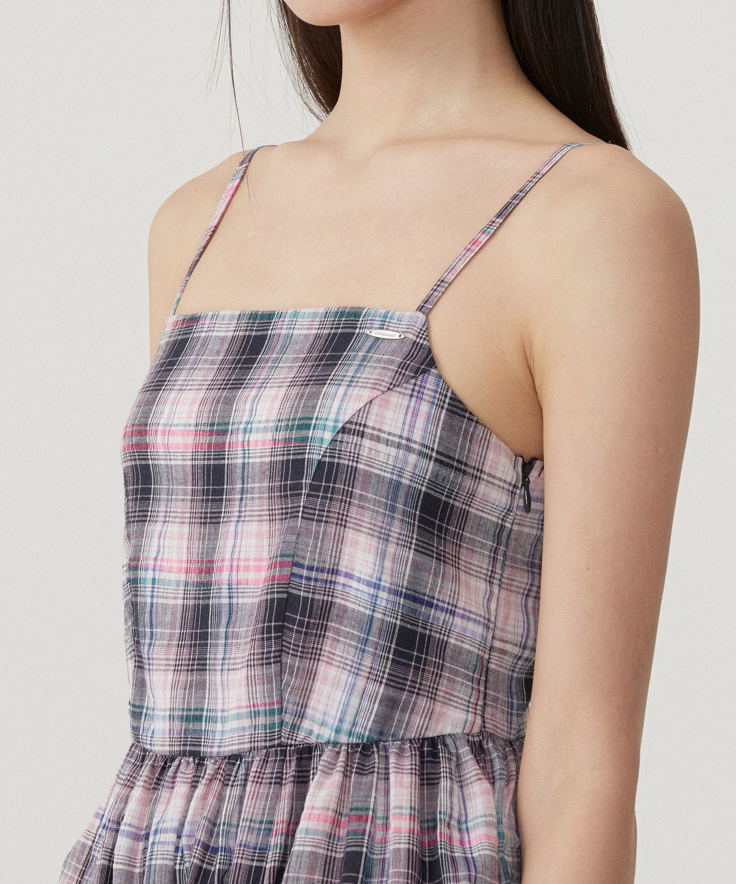 【BAON】Sui Shirring Flare Check Long One Piece MUSINSA | COVERNAT WOMAN Women's shirring flare sleeveless