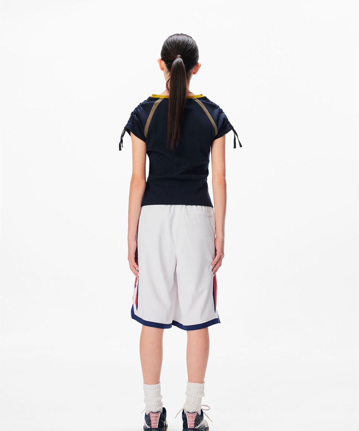 썬러브투어(SUNLOVETOUR) W Ribbed SUN Tee Navy