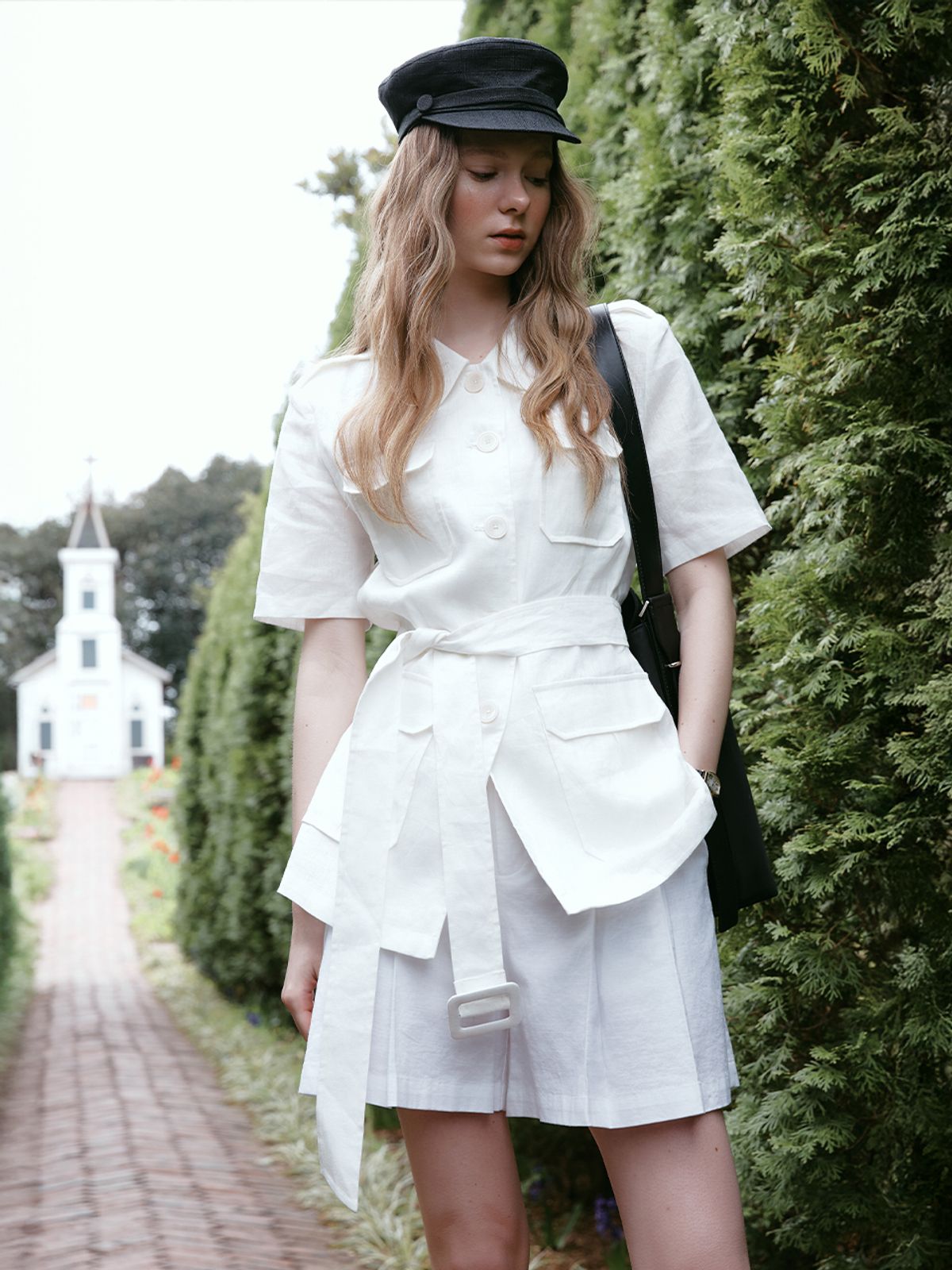 르니나(LENINA) TARI linen half sleeve jacket_IVORY