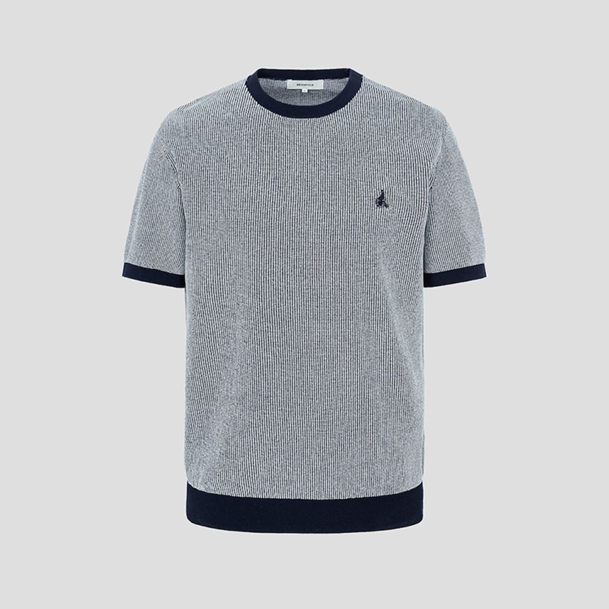 빈폴 멘(BEANPOLE MEN) [빈폴솔솔니트] 투톤 텍스처 라운드 니트  네이비 (BC5351C31R)