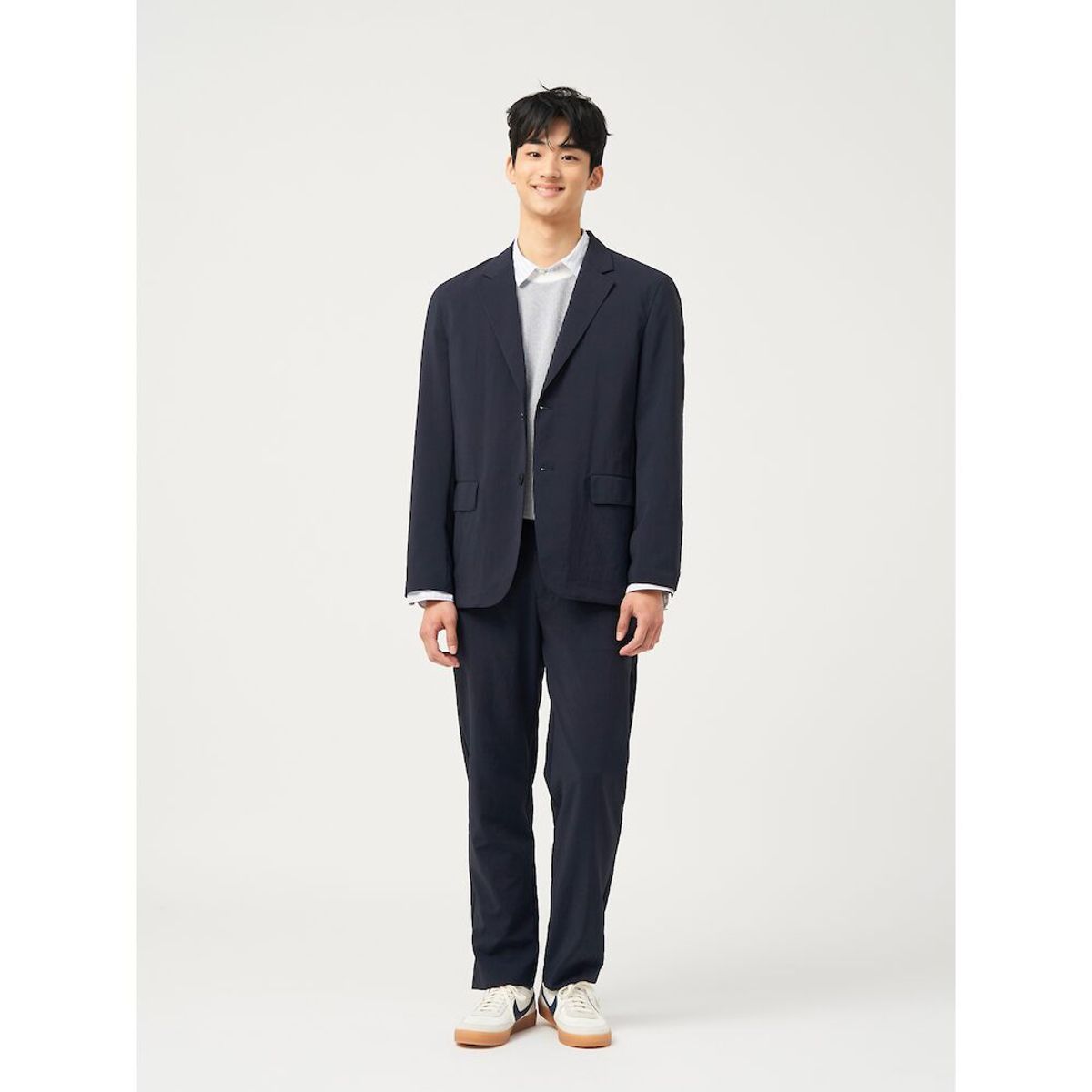 빈폴 멘(BEANPOLE MEN) [빈폴솔솔니트] 투톤 텍스처 라운드 니트  그레이