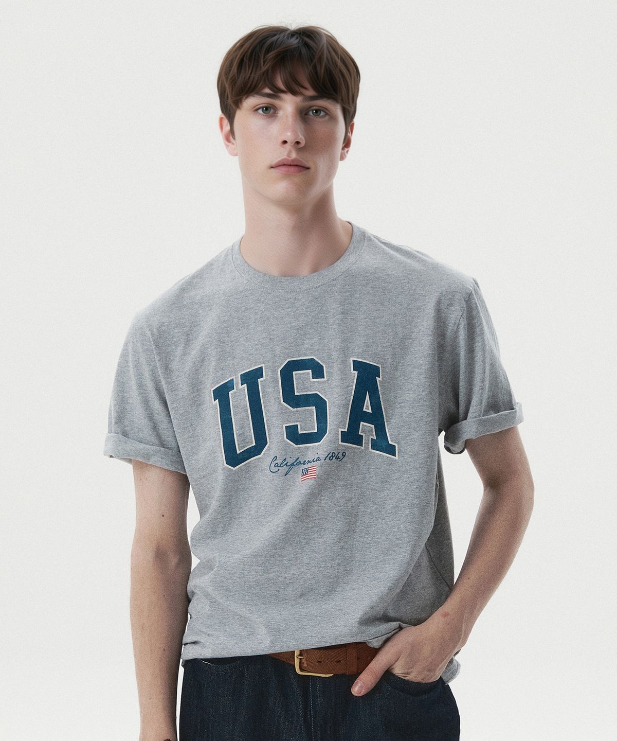 후아유(WHO.A.U) USA Printing T-shirt / WHRPG2405U