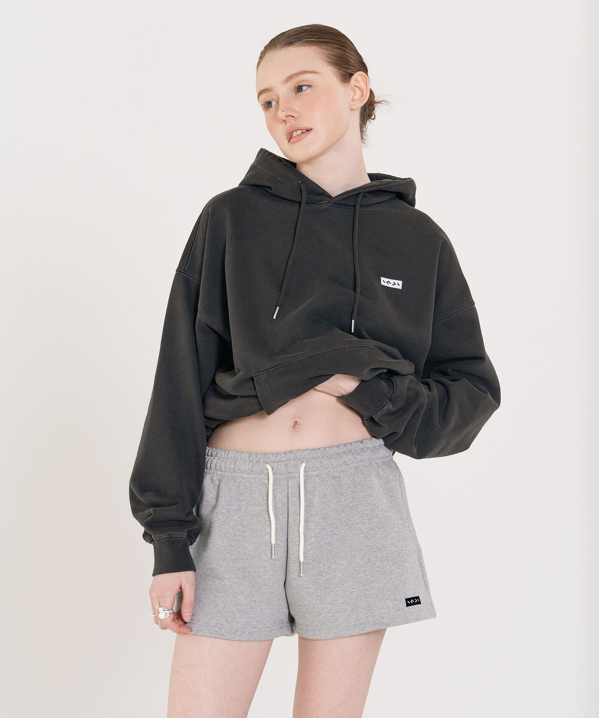 인지액티브(INJIACTIVE) Cotton Soft Banding Shorts 멜란지 그레이